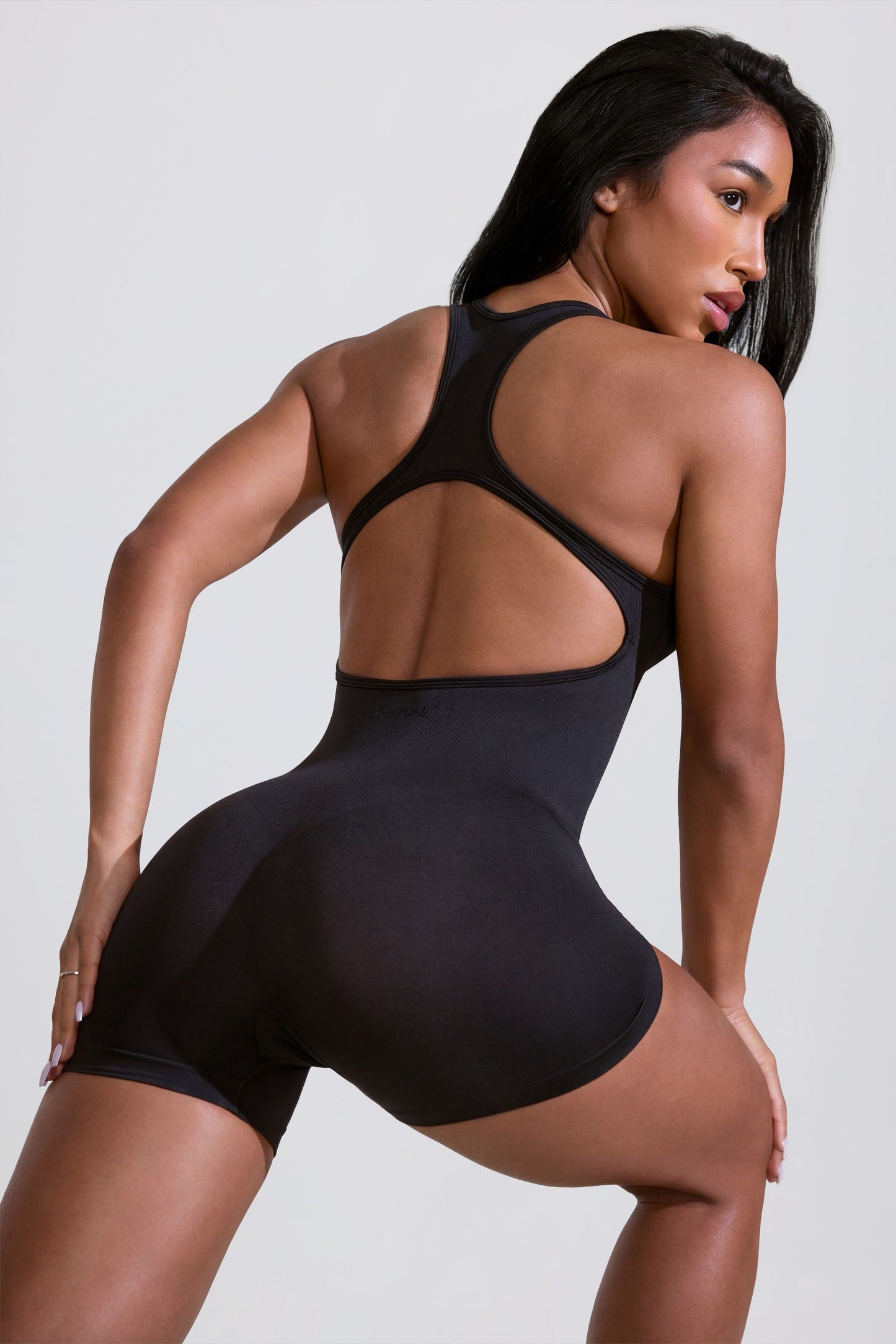 Racer Back Define Luxe Unitard in Black