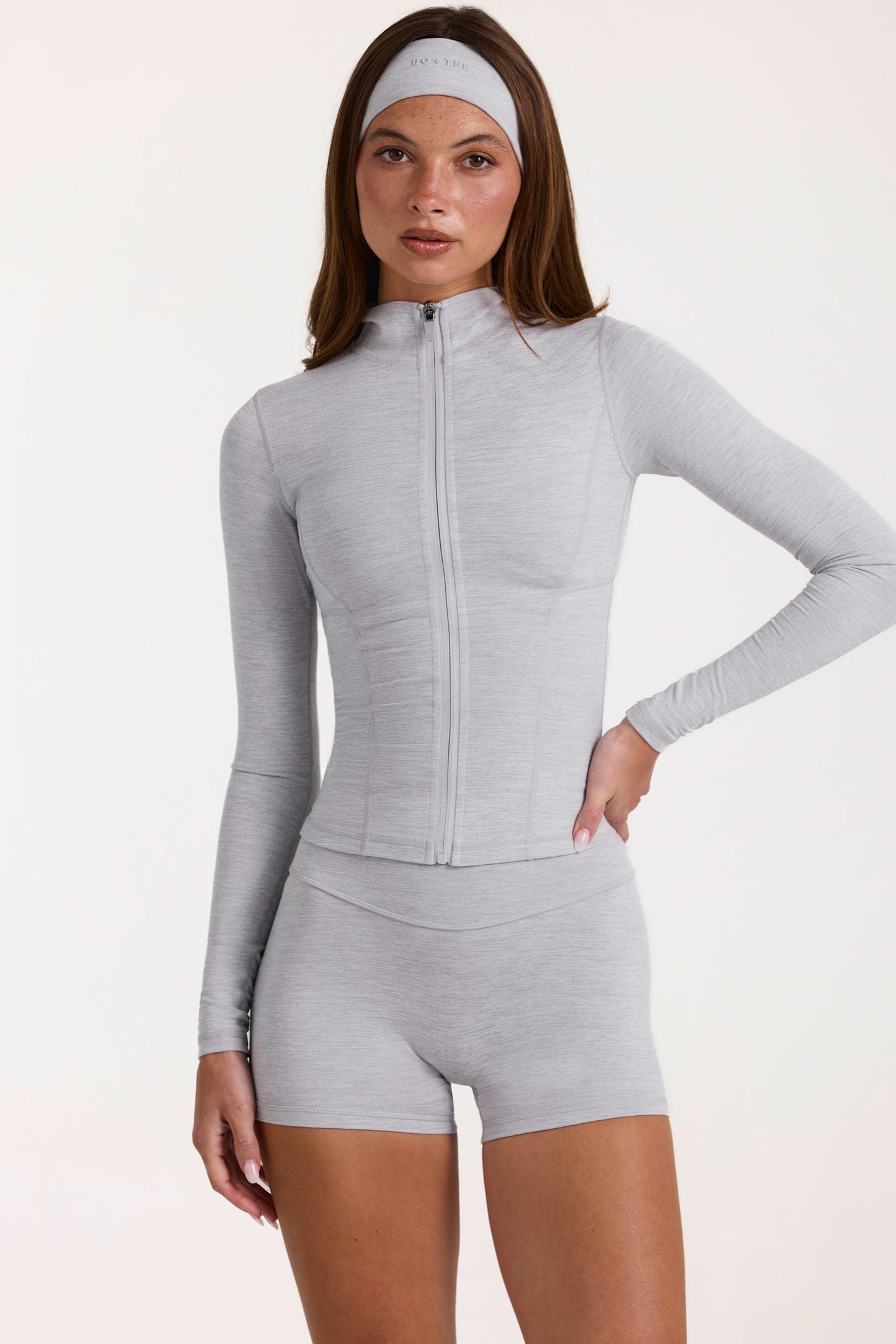 Soft Active Zip-Up Jacket in Grey Marl