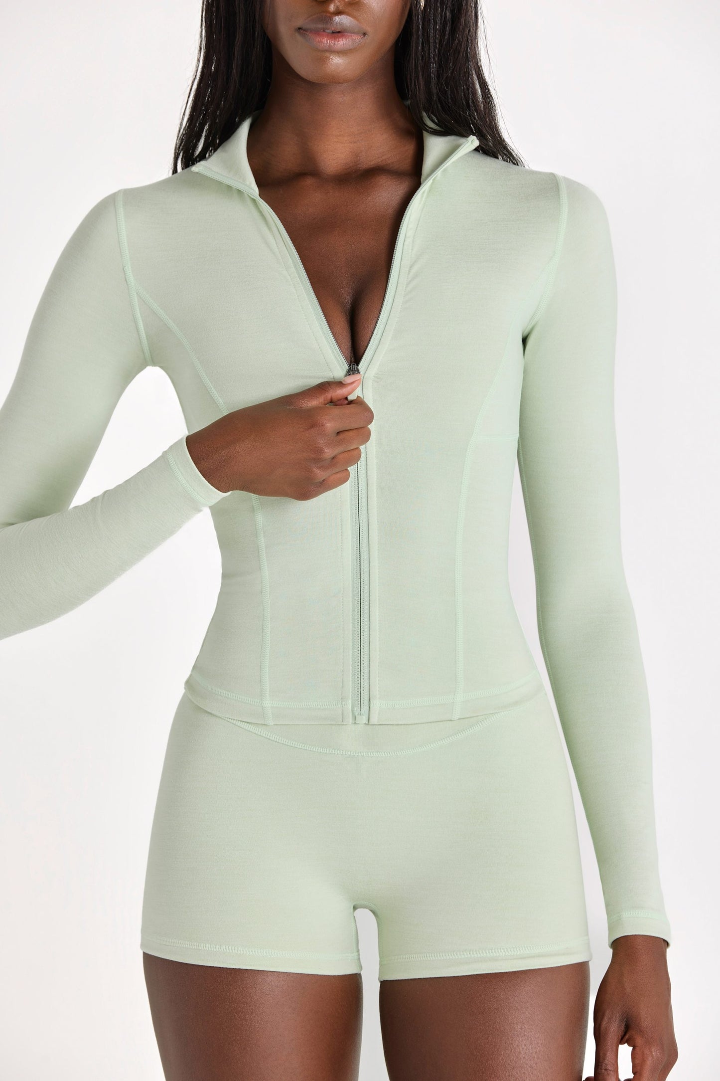 Soft Active Zip-Up Jacket in Sage Marl