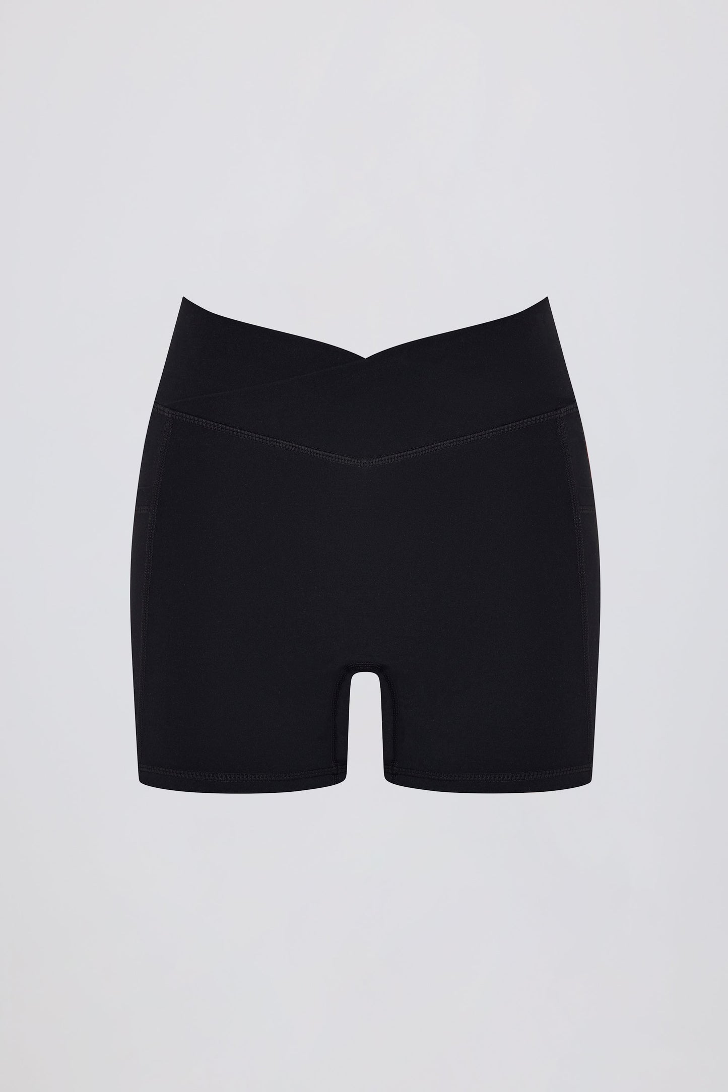 Soft Active V-Waist Pocket Mini Shorts in Black