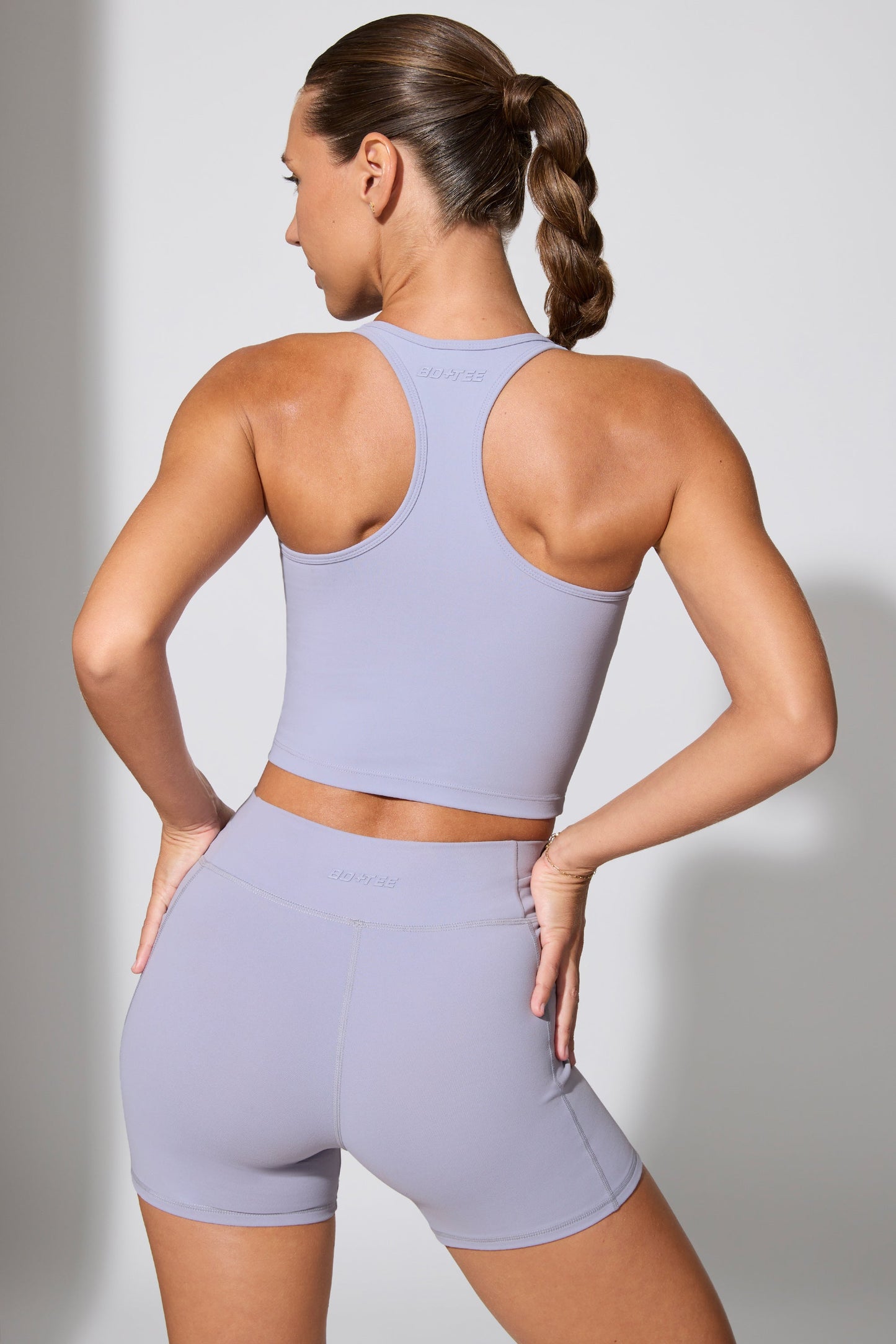Twist Waist Mini Shorts with Pockets in Periwinkle