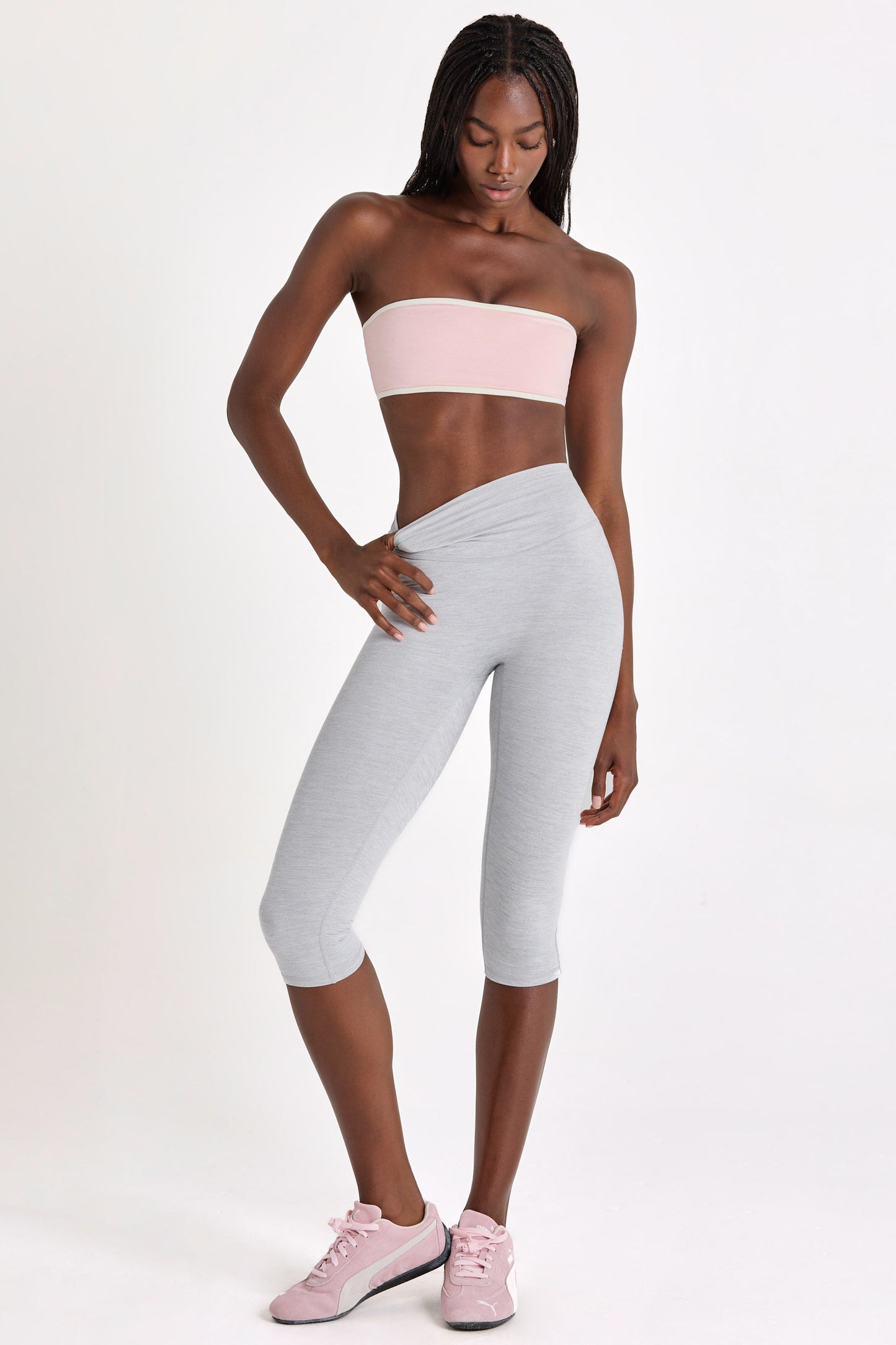 Soft Active Capri Leggings in Grey Marl