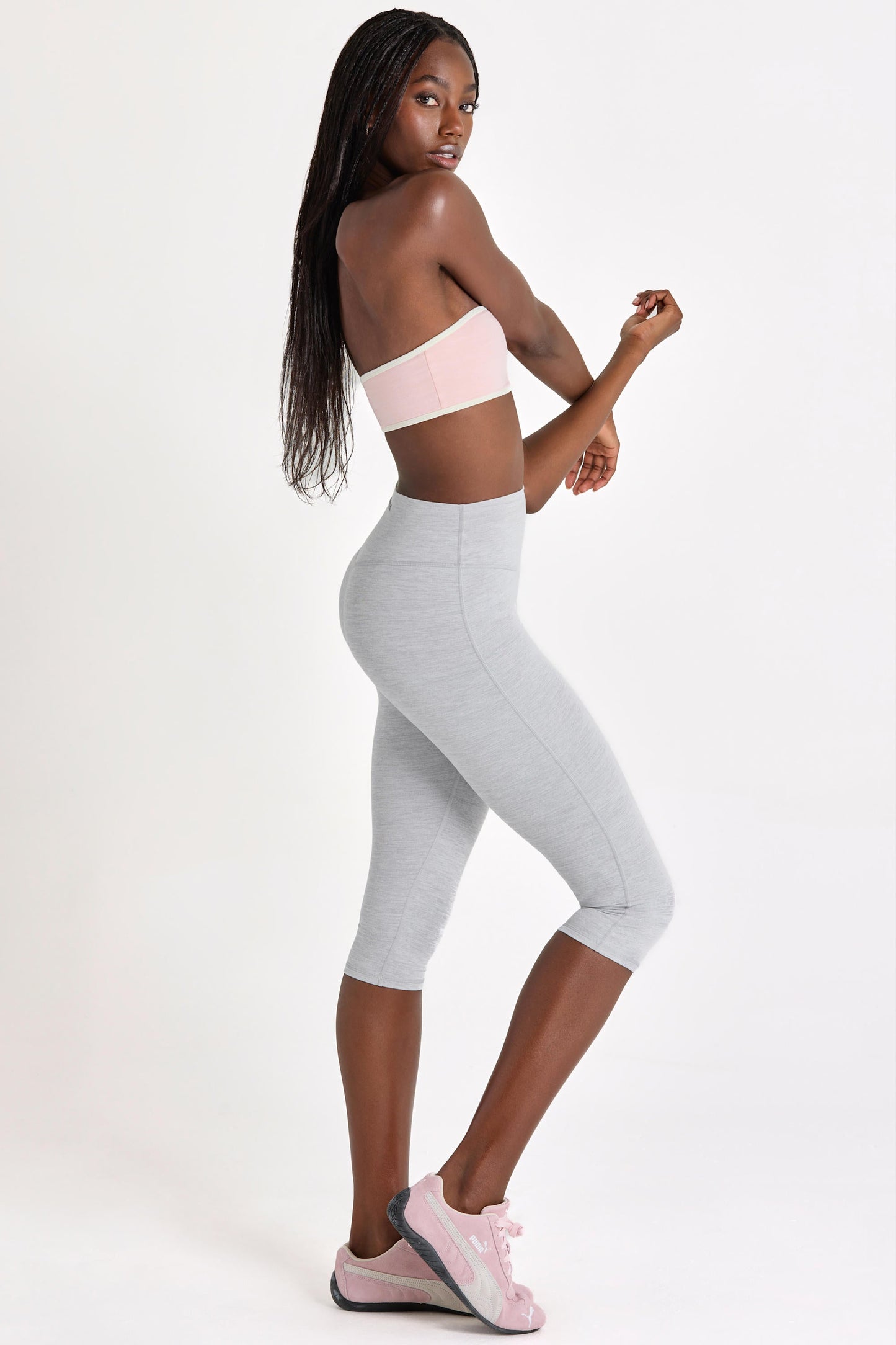 Soft Active Capri Leggings in Grey Marl