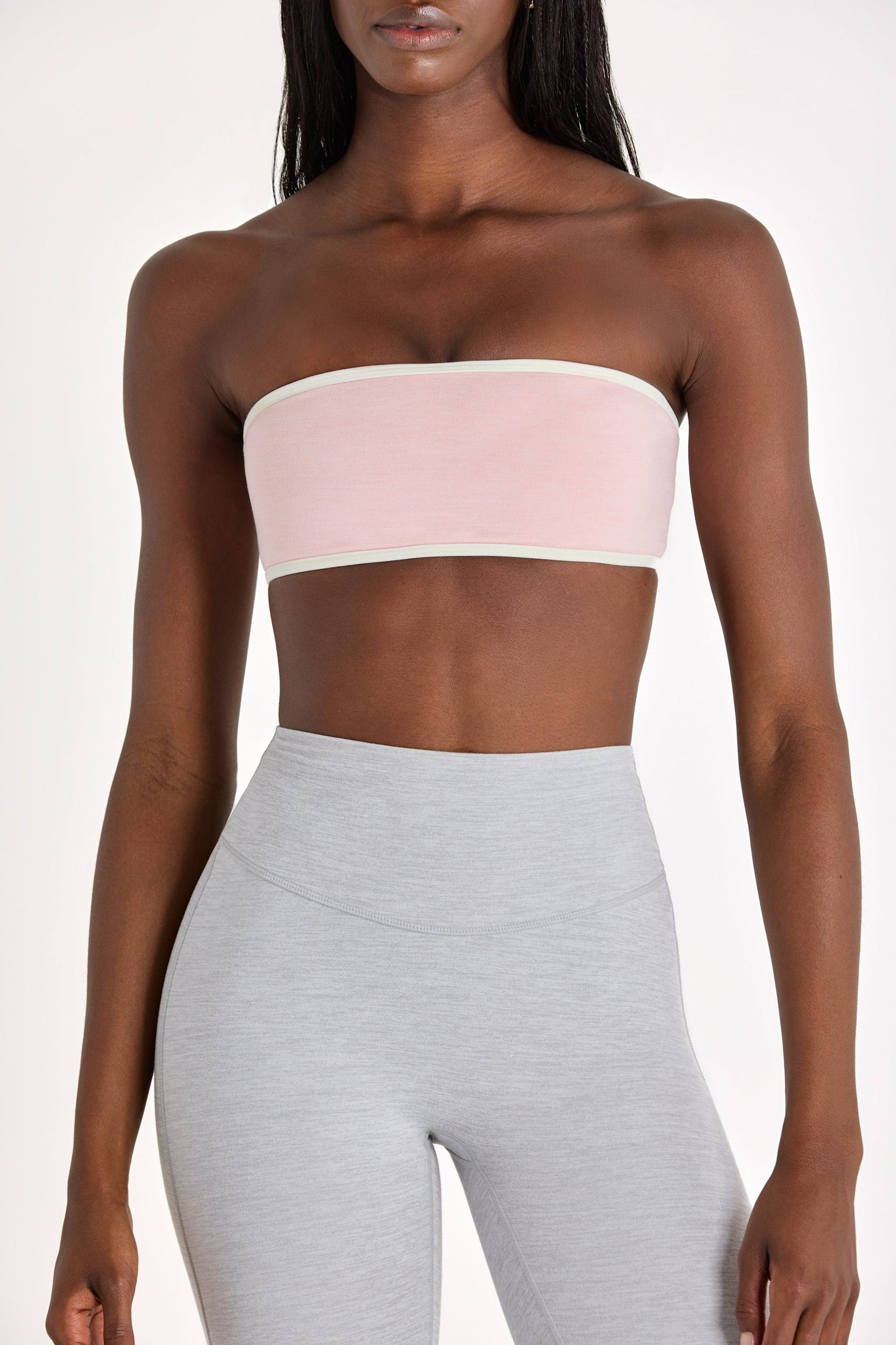 Soft Active Bandeau Sports Bra in Blush Marl