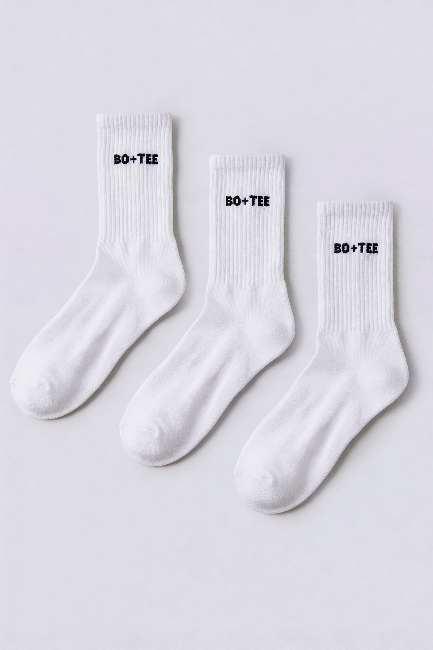Ribbed Half-Crew 3-Pack Socks in White Pink