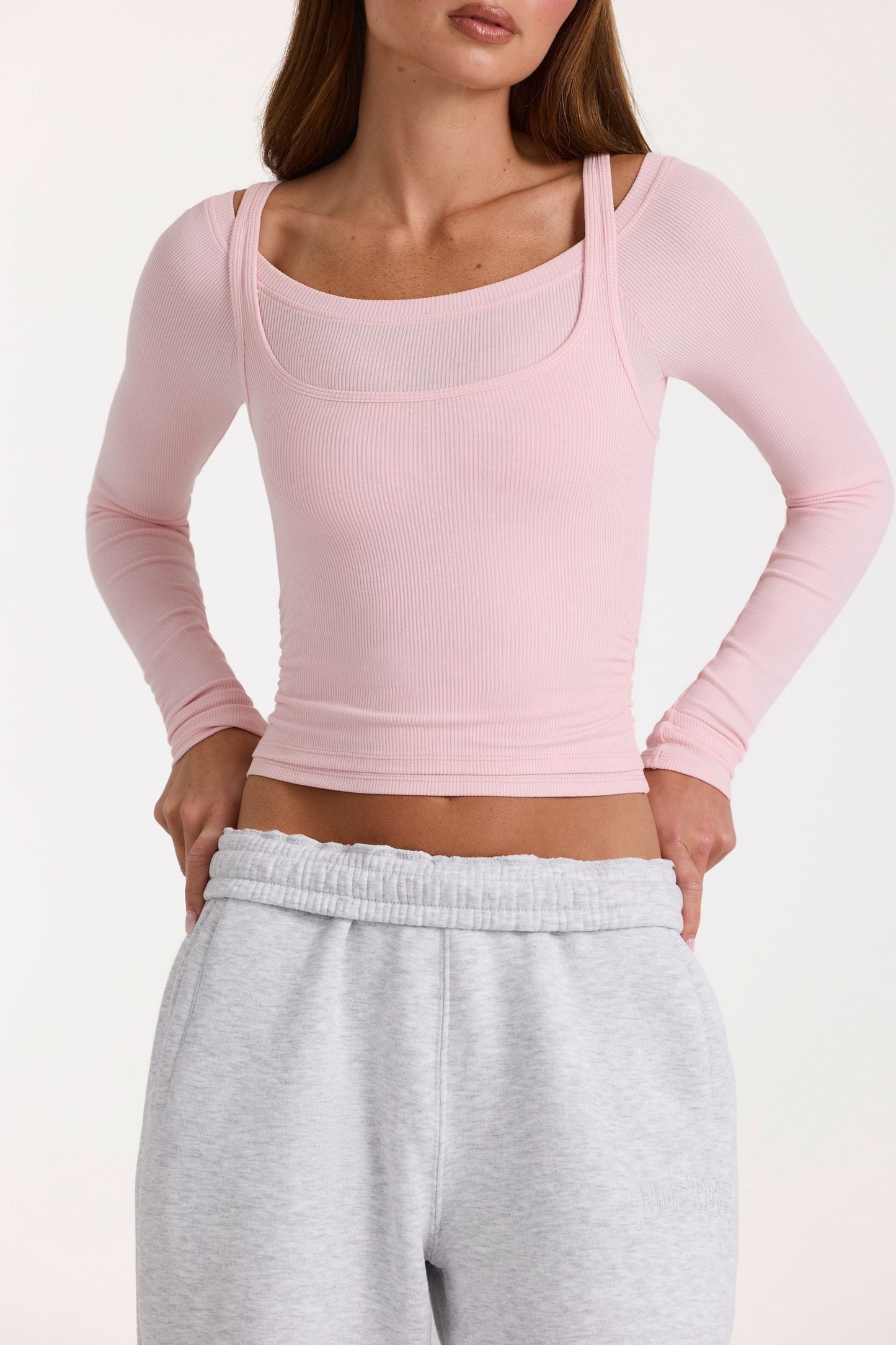 Modal Layered Top  in Blush Marl