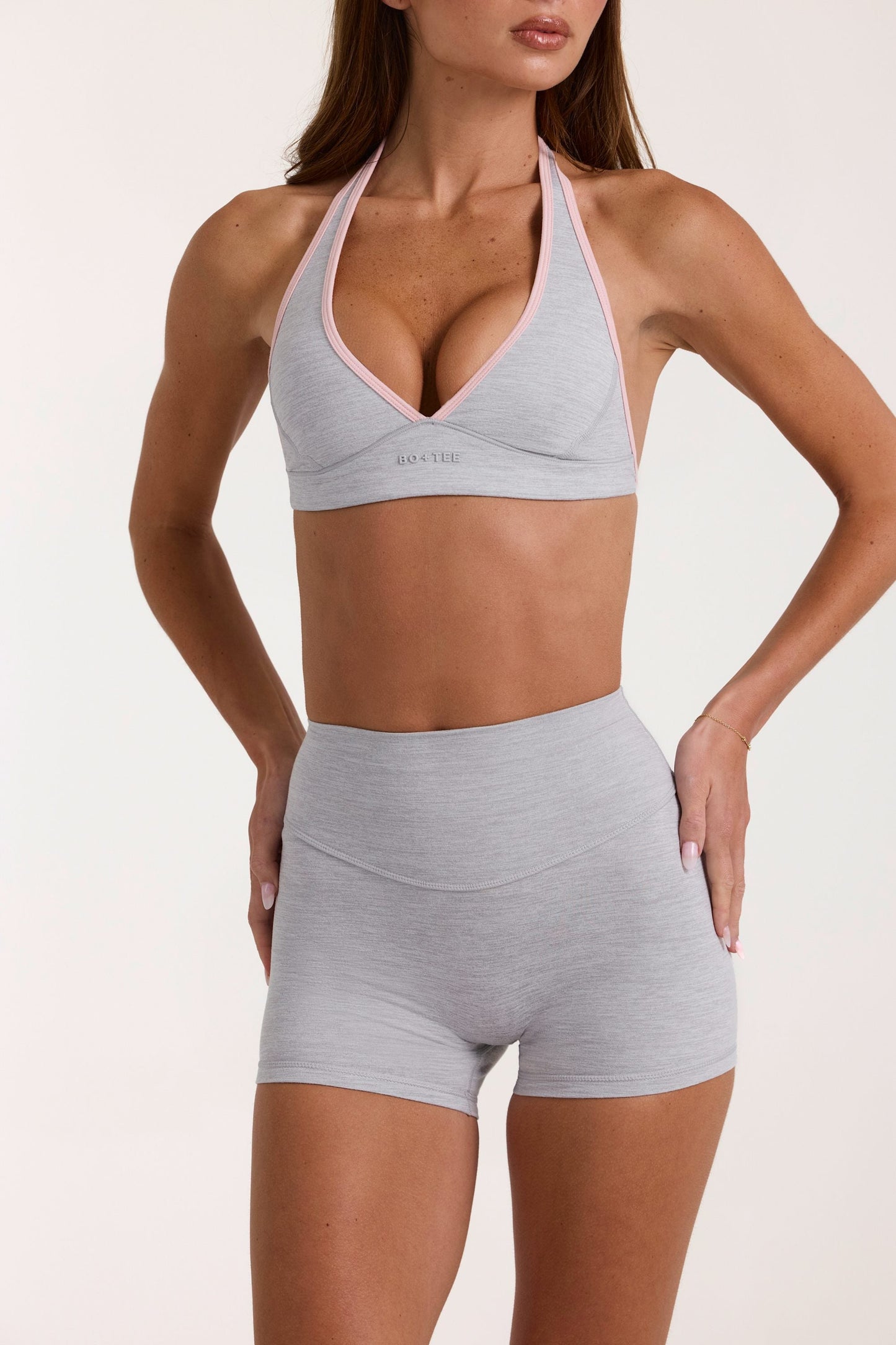 Soft Active Mini Shorts in Grey Marl