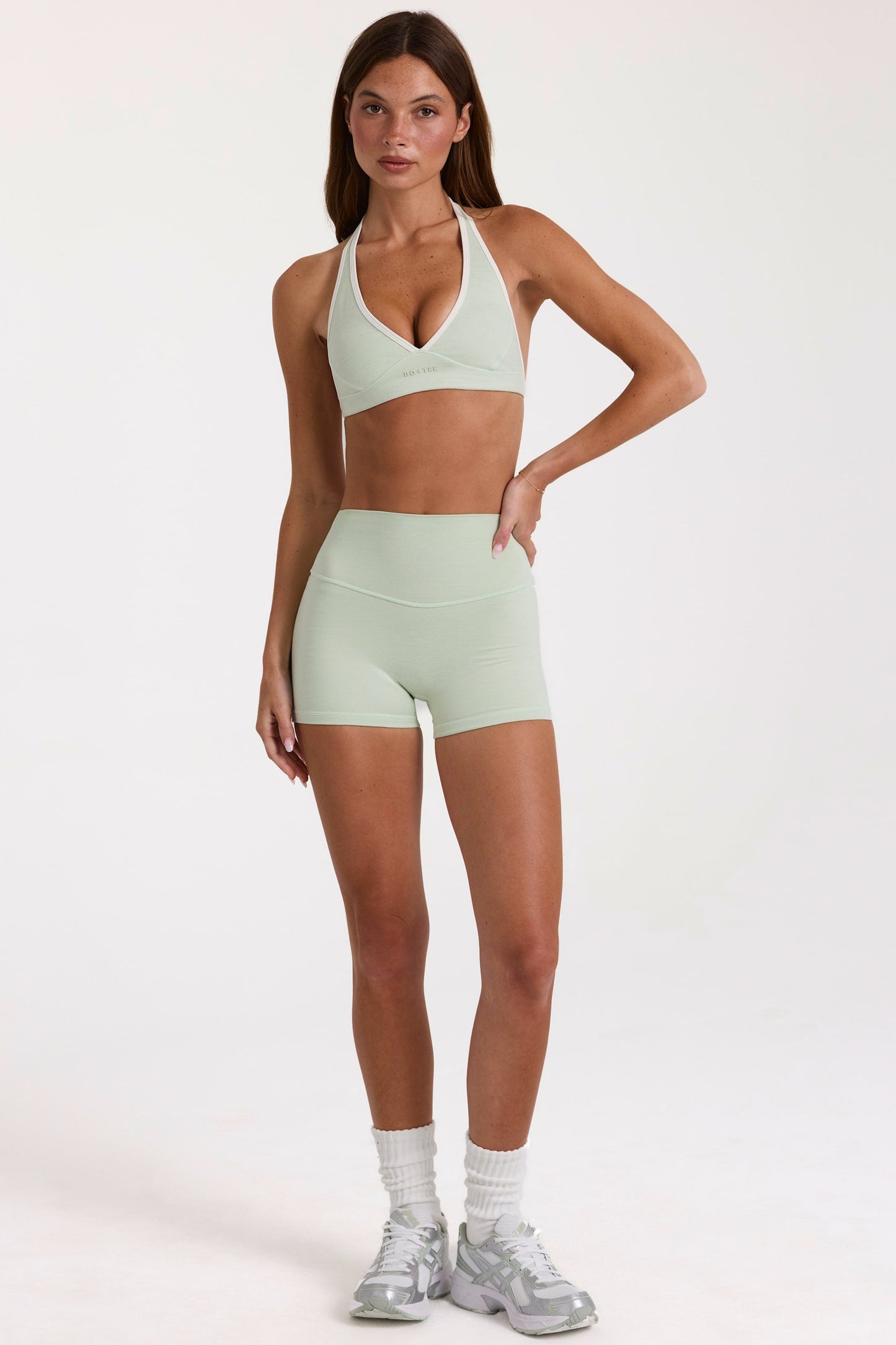 Soft Active Mini Shorts in Sage Marl