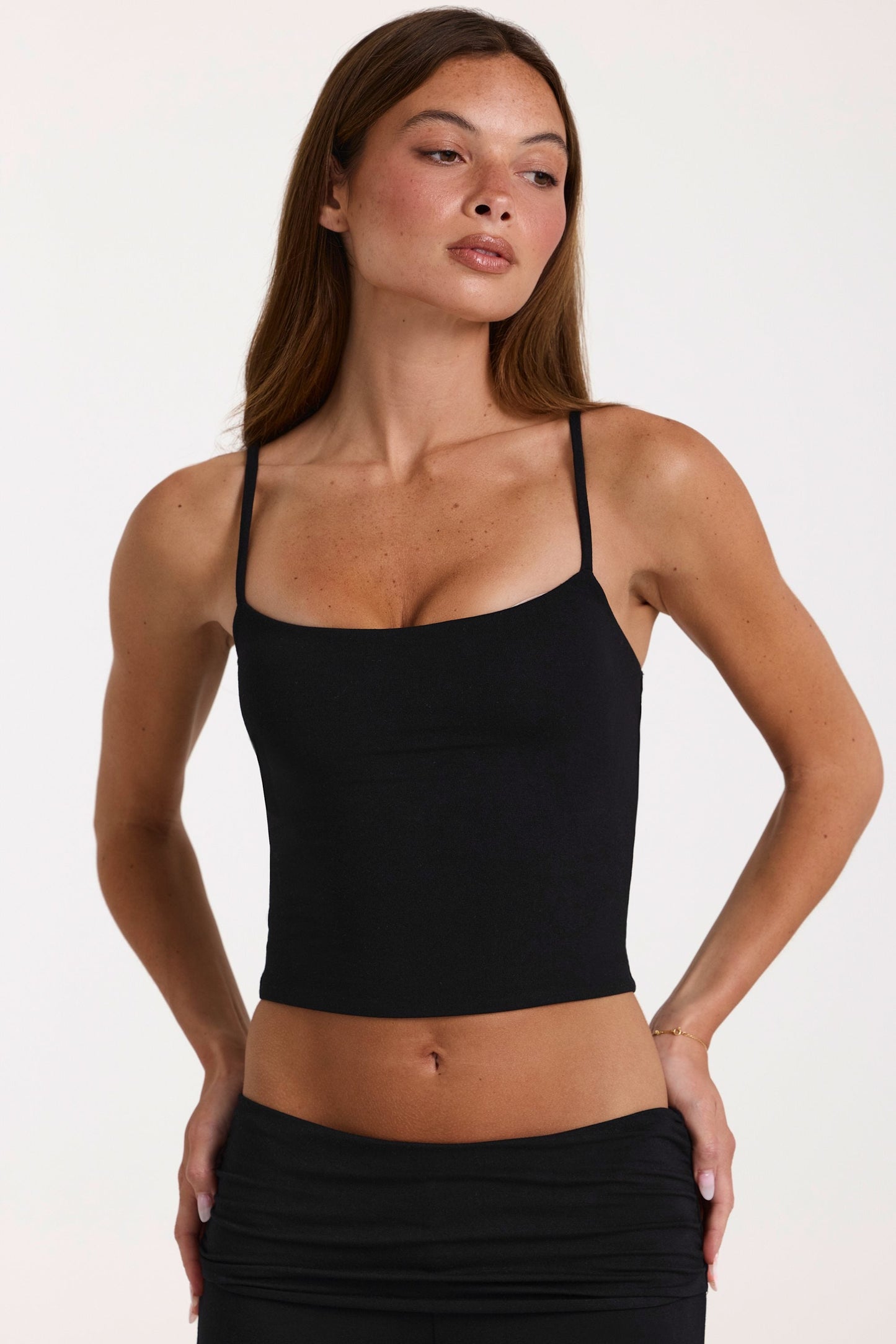 Modal Cropped Tank Top in Black