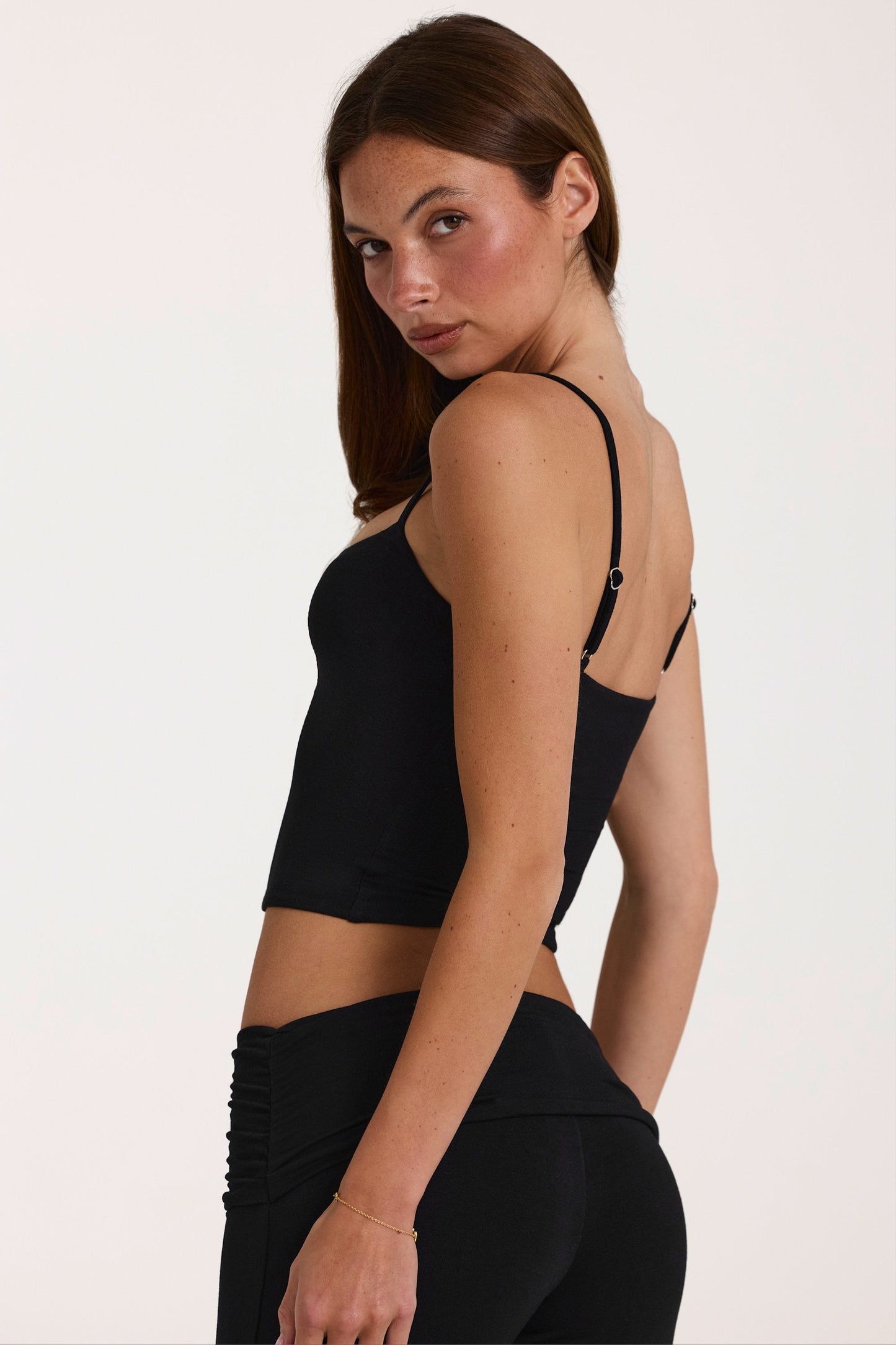 Modal Cropped Tank Top in Black