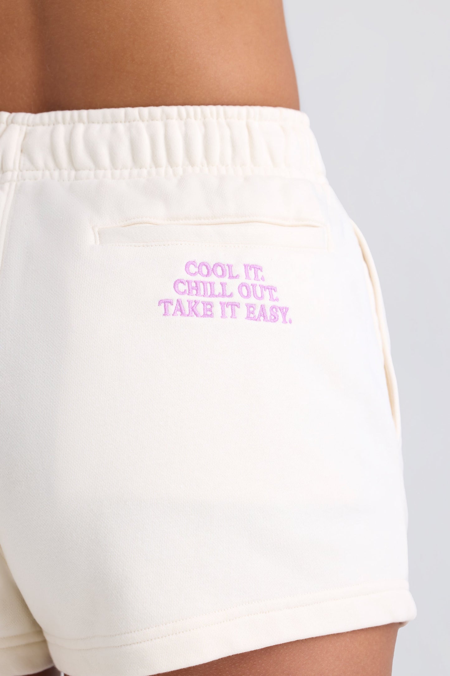 Mid-Rise Sweat Shorts in Eggshell
