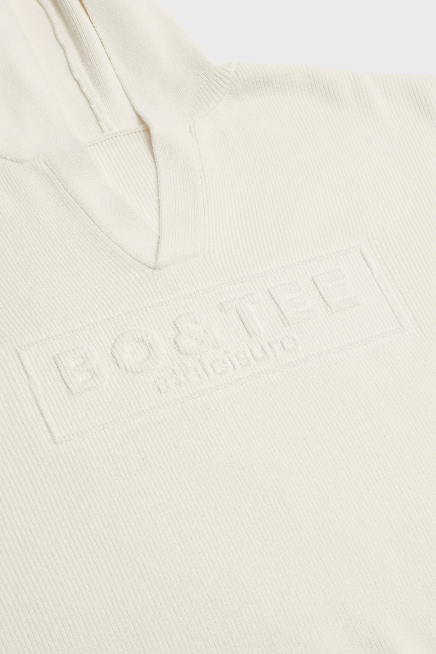 Ribbed Knit Oversized Hoodie in Ivory