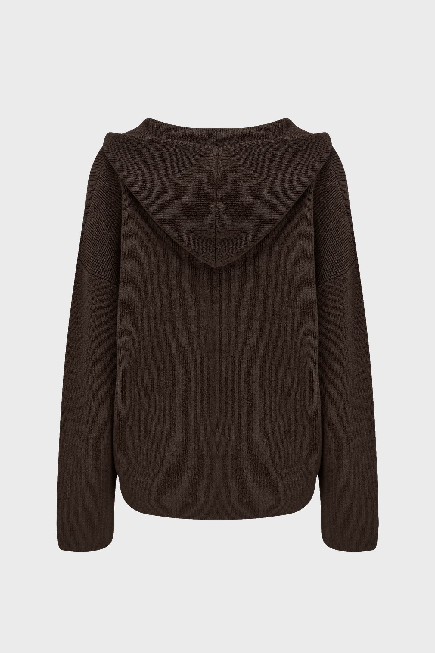Ribbed Knit Oversized Hoodie in Pecan