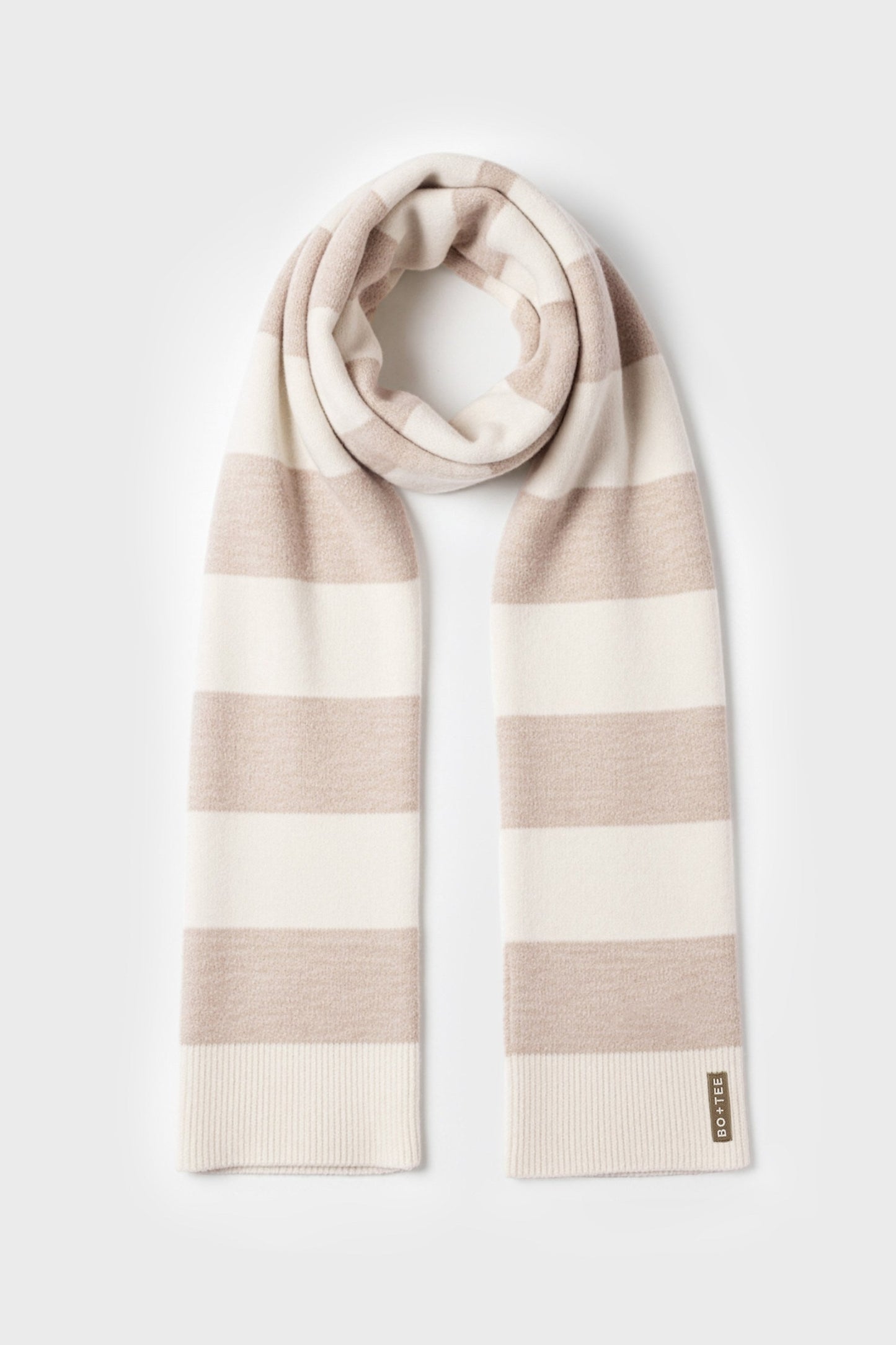 Knitted Striped Scarf in Ivory