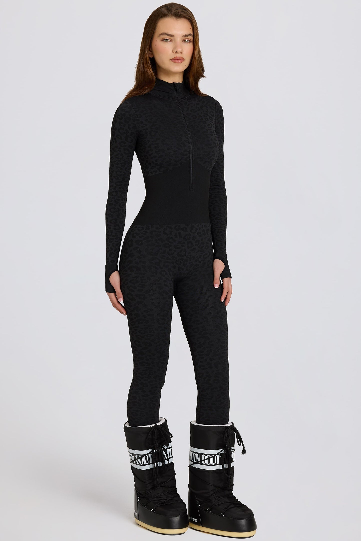 Thermal Base-Layer Jumpsuit in Black Leopard