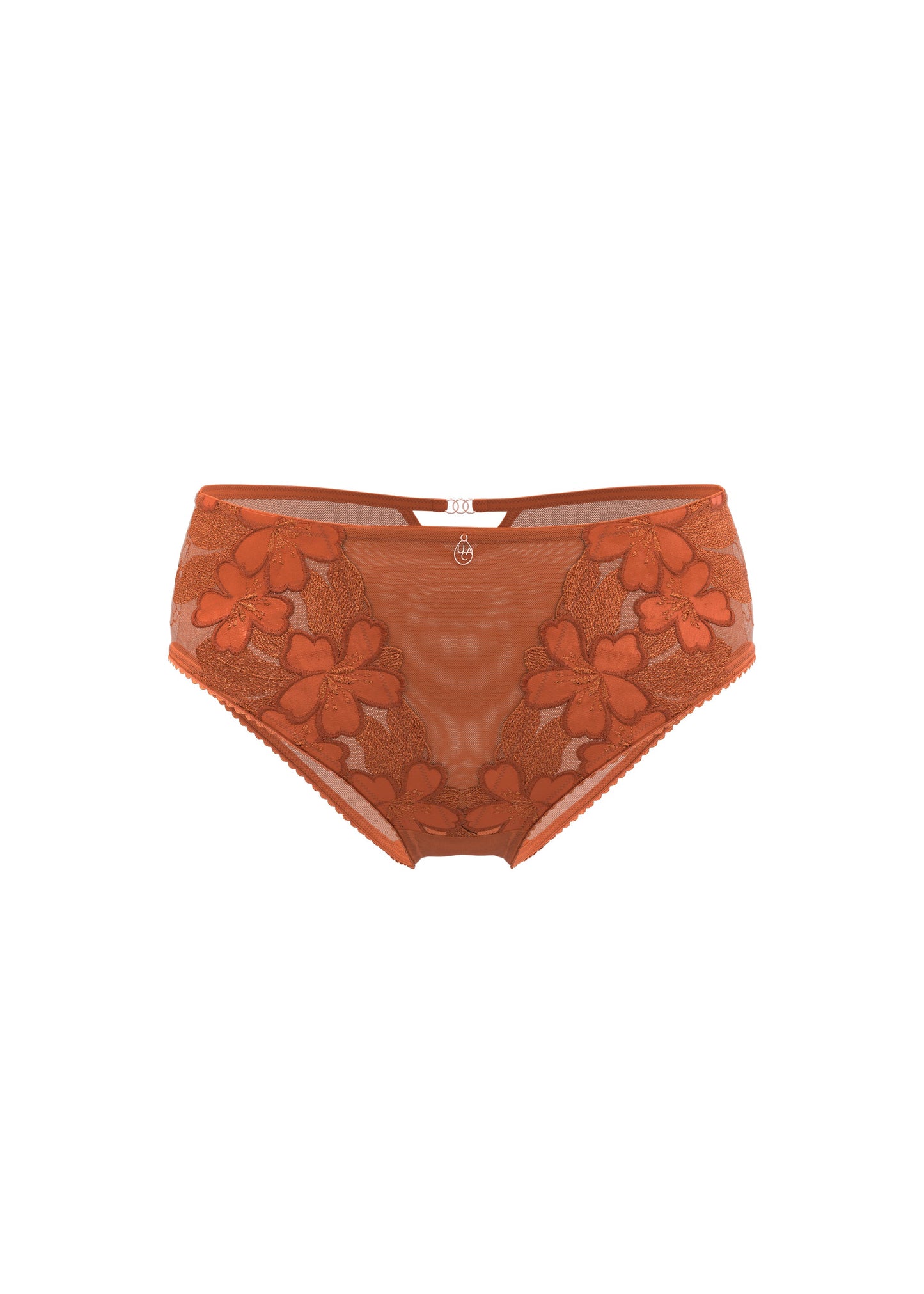 CECILY Orange Floral Embroidery Lace Brief Panties