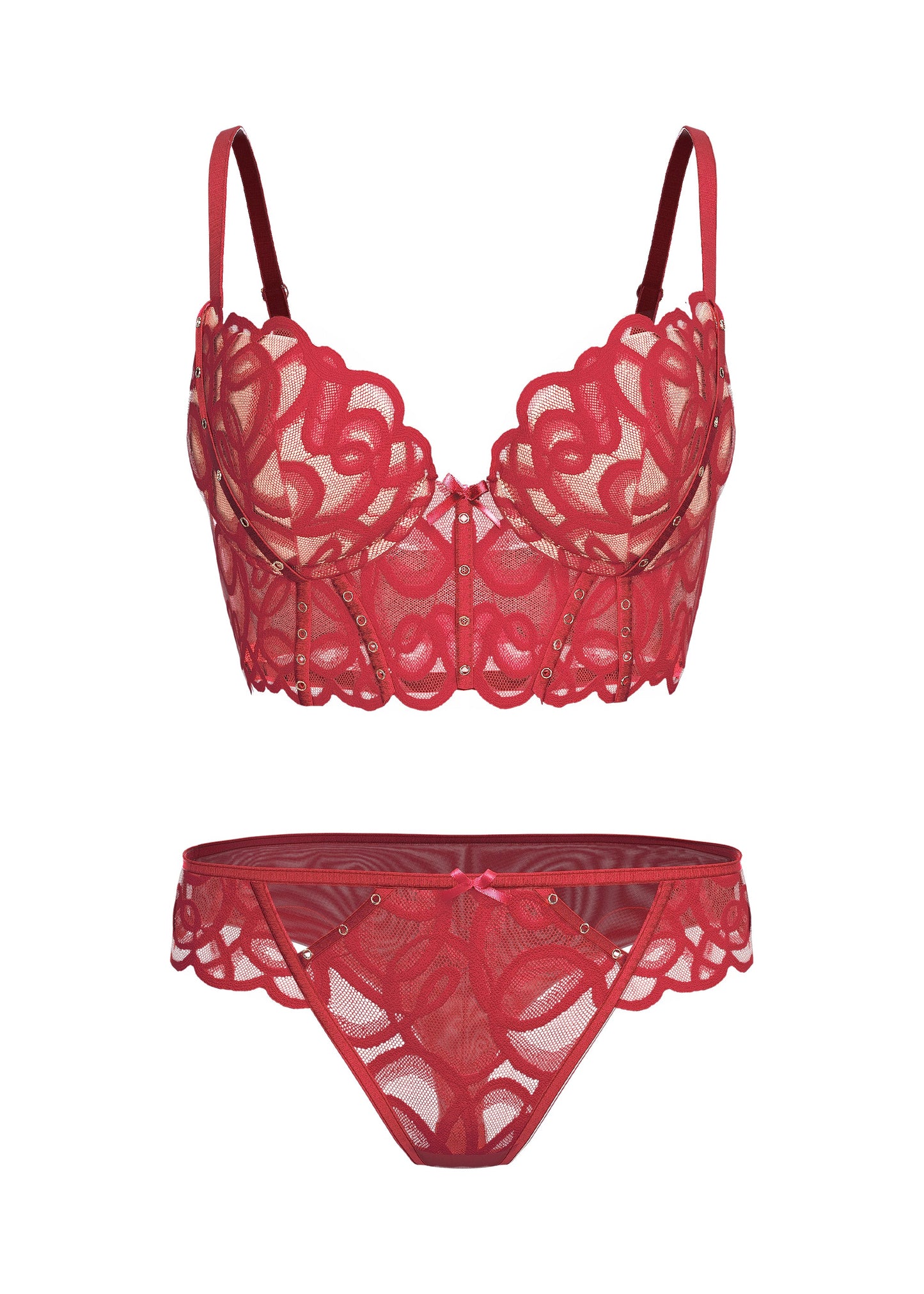 CINDY Red Lace Bra & Plus Panty Set