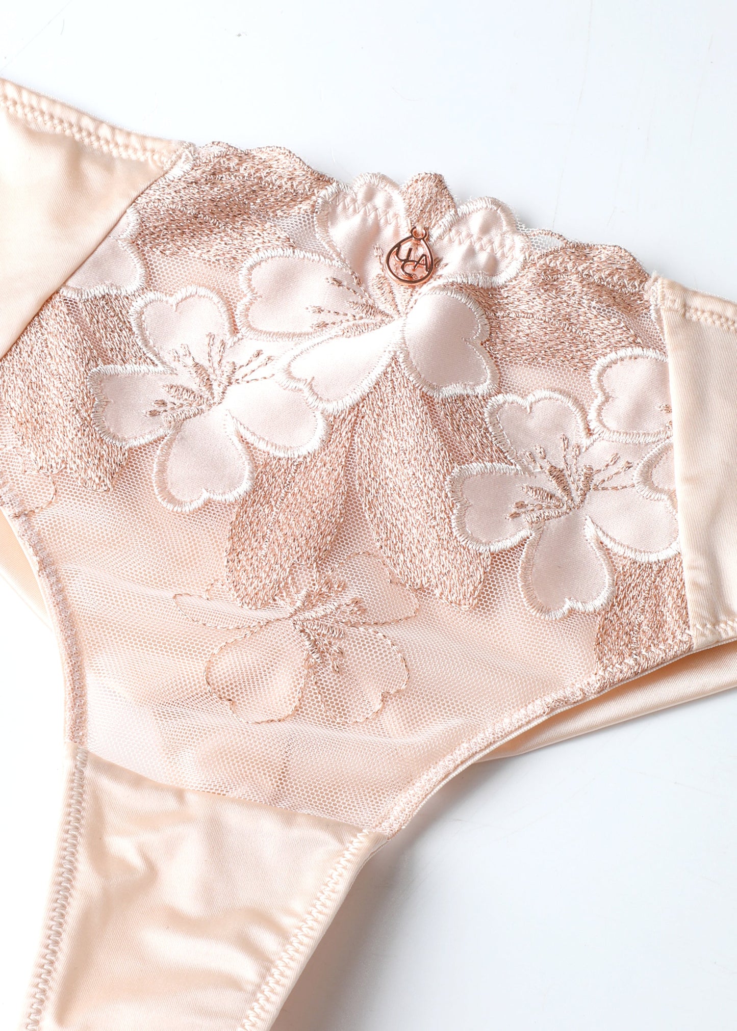 ESME Nude Pink Floral Lace Tanga Panties