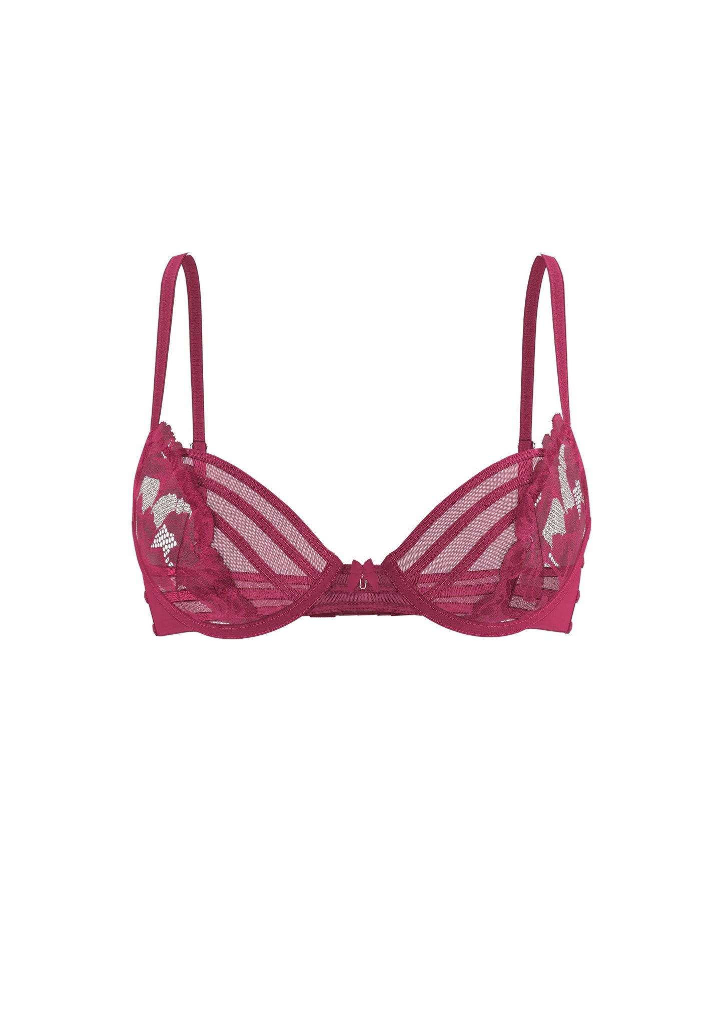 FLORA Underwired Unlined Red Demi Lace Bra