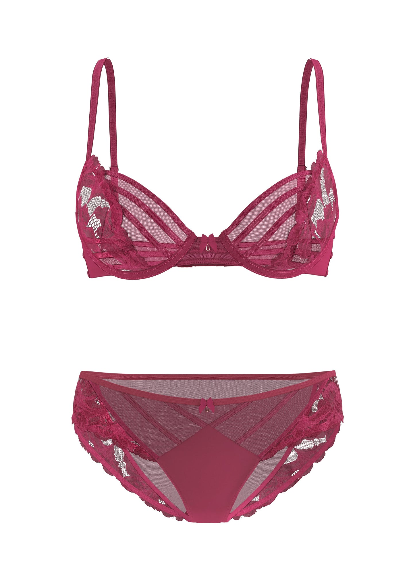 FLORA Red Seductive Lace Plus Bra & Panty Set