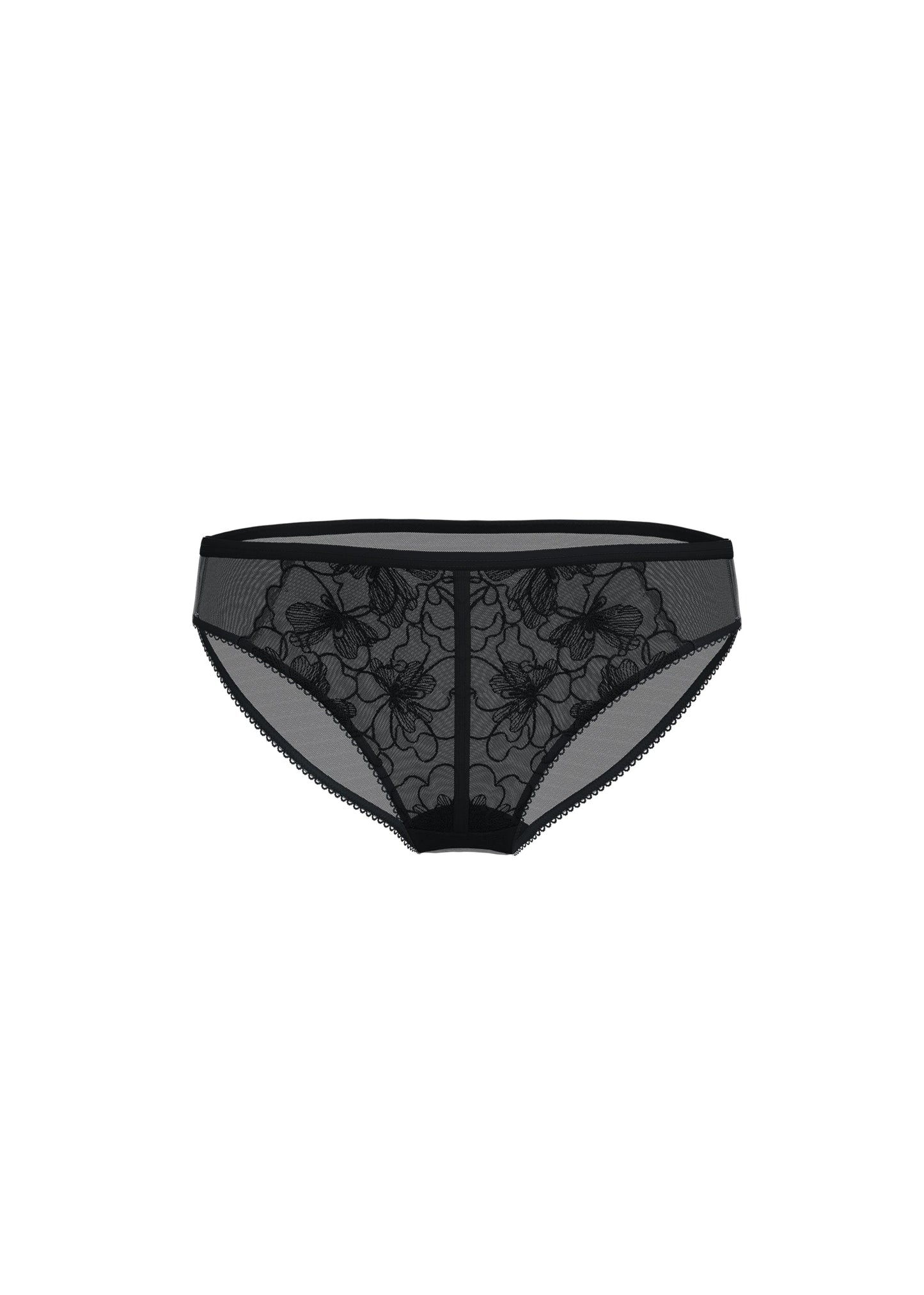 FREDERICA Black Floral Lace Brief Panties