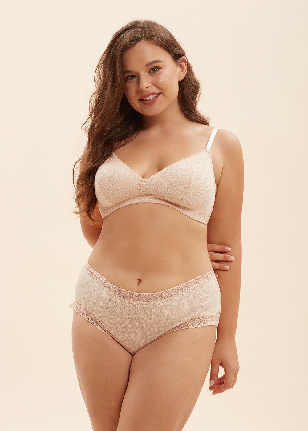 HAILEY Plus Triangle Molded Cotton Wireless Bra