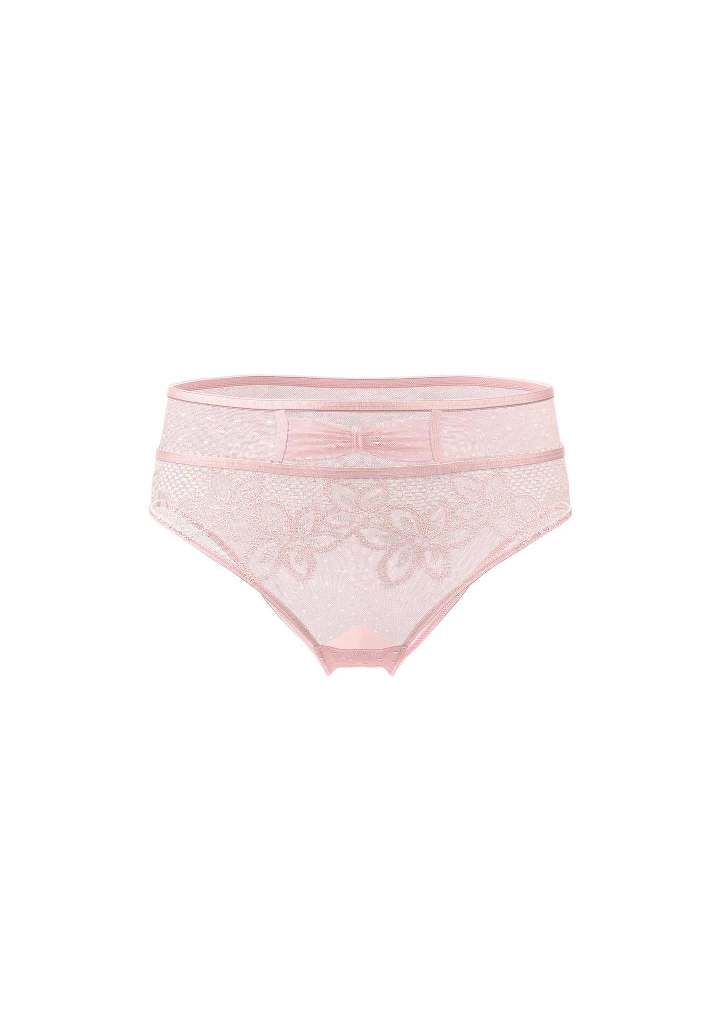 LINA Pink Floral Embroidery Lace Brief Panties