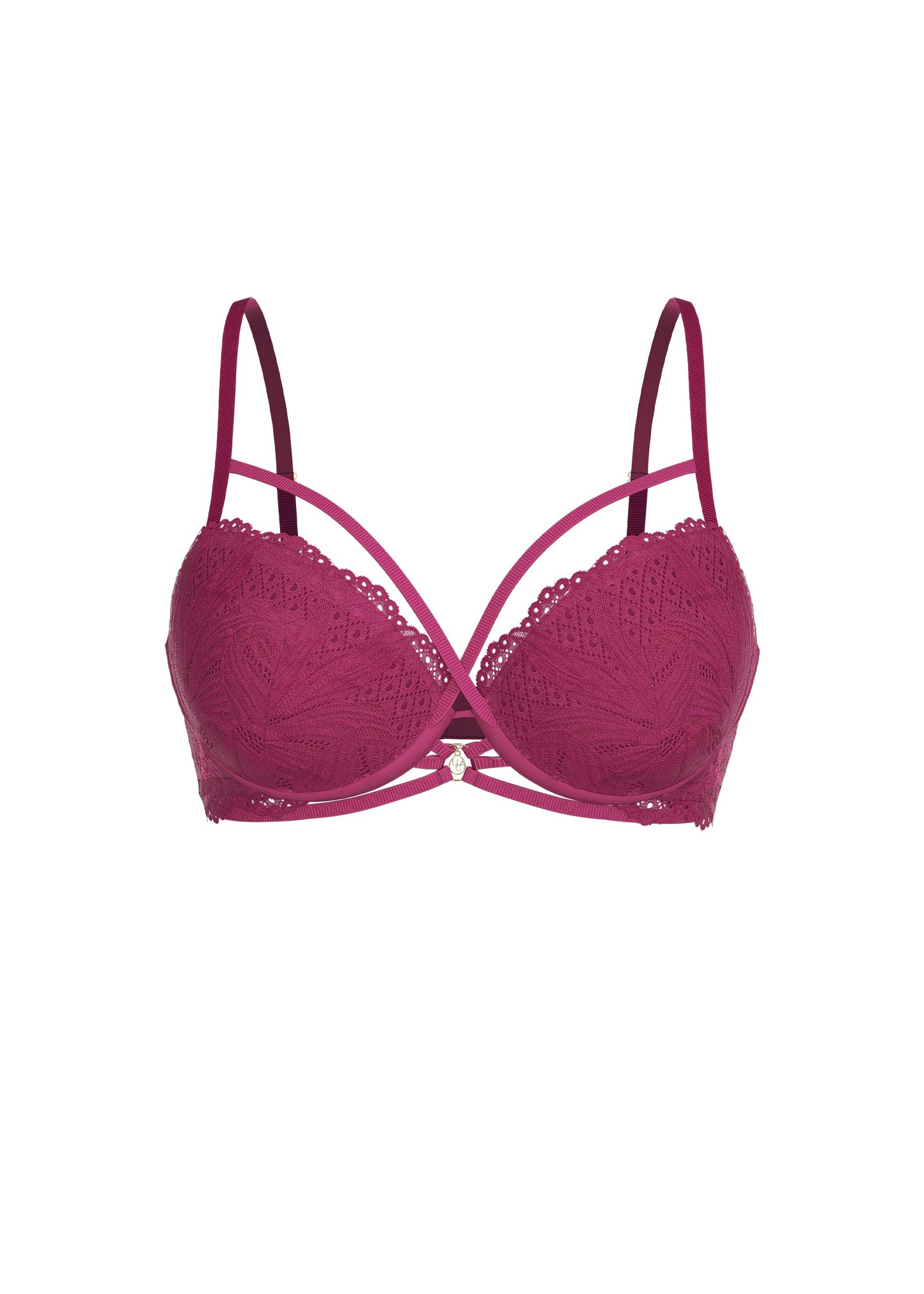 LYRA Sexy Red Lace Push-Up Underwire Demi Bra