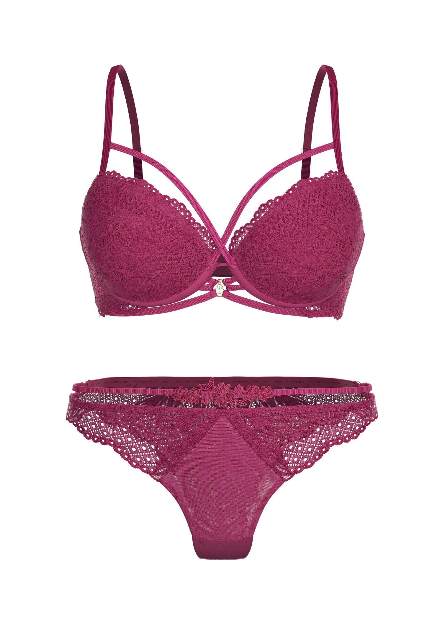 LYRA Red Lace Bra & Plus Panty Set