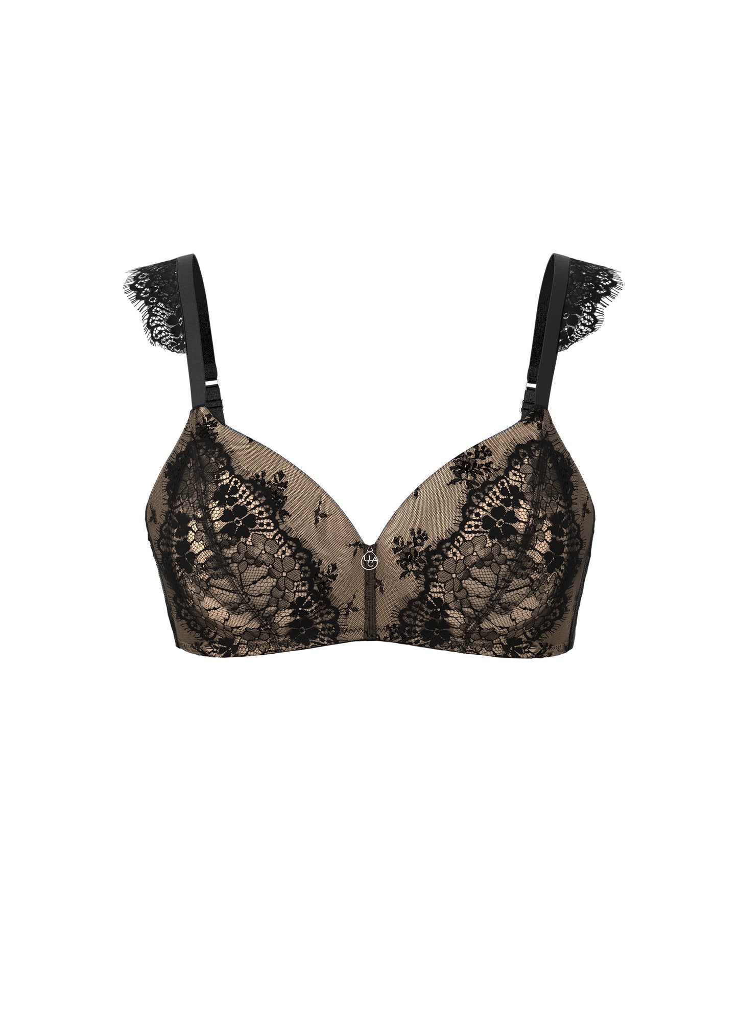 MAEVE Plus Black Eyelash Lace Wireless Triangle Bra