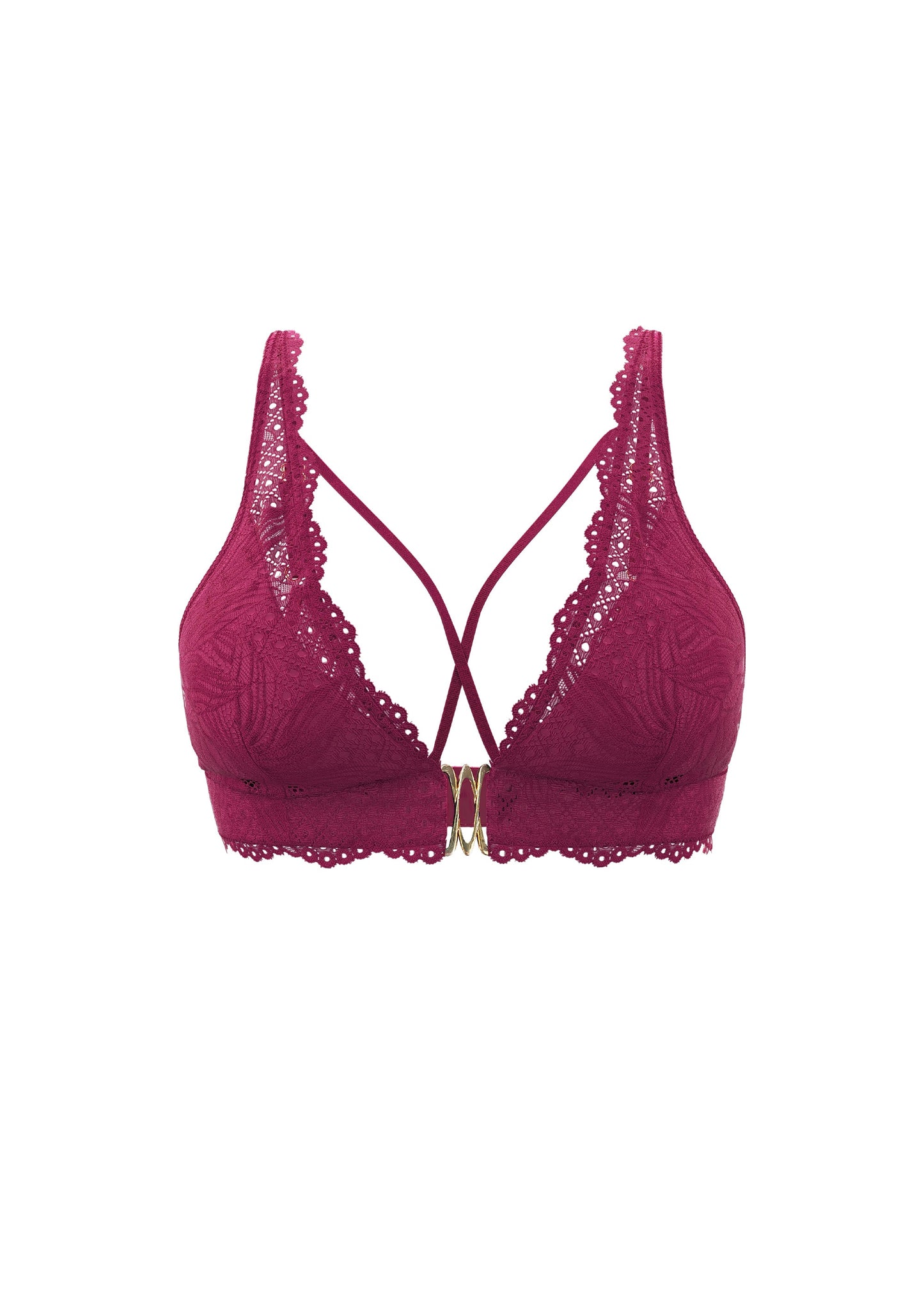 MIRA Plus Back-Closure Red Lace Wireless Bralette Triangle Plunge Bra
