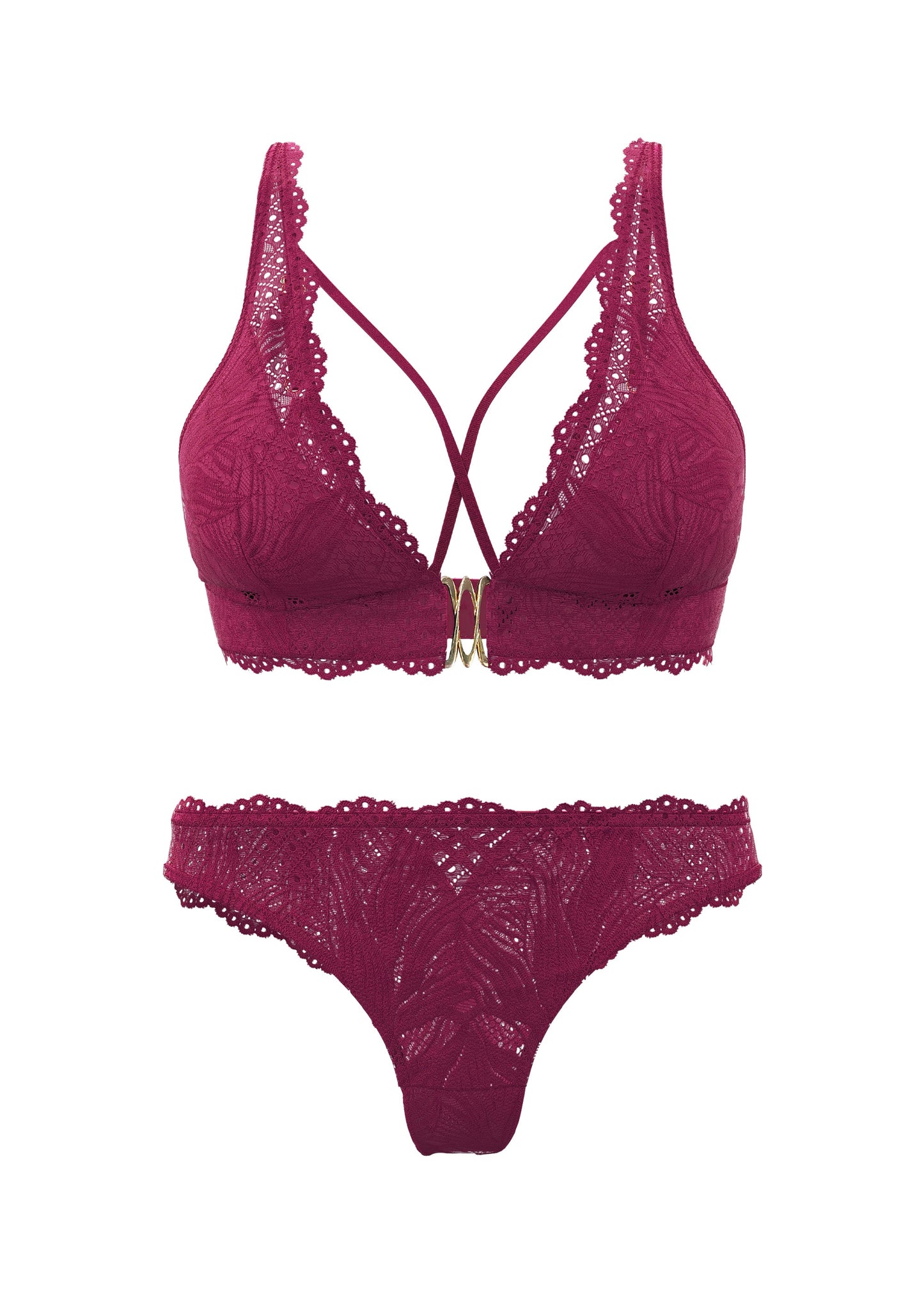 MIRA Red Floral Lace Bra & Plus Panty Set