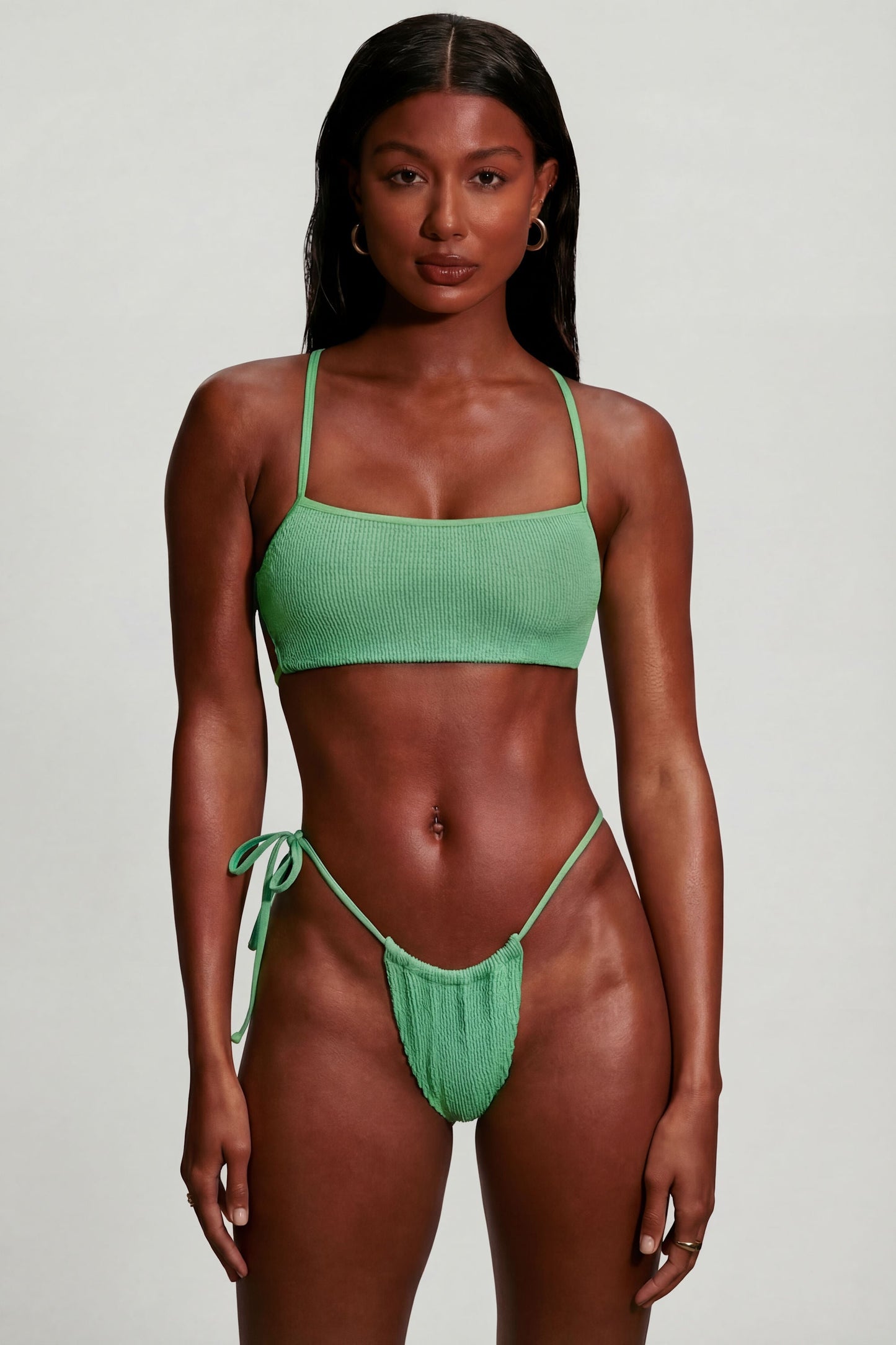 Strappy Scoop Bikini Top in Seafoam Green