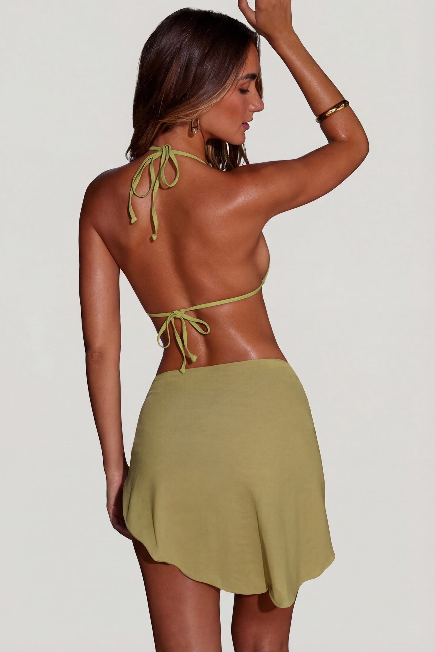 Side Tie Sarong in Matcha Green