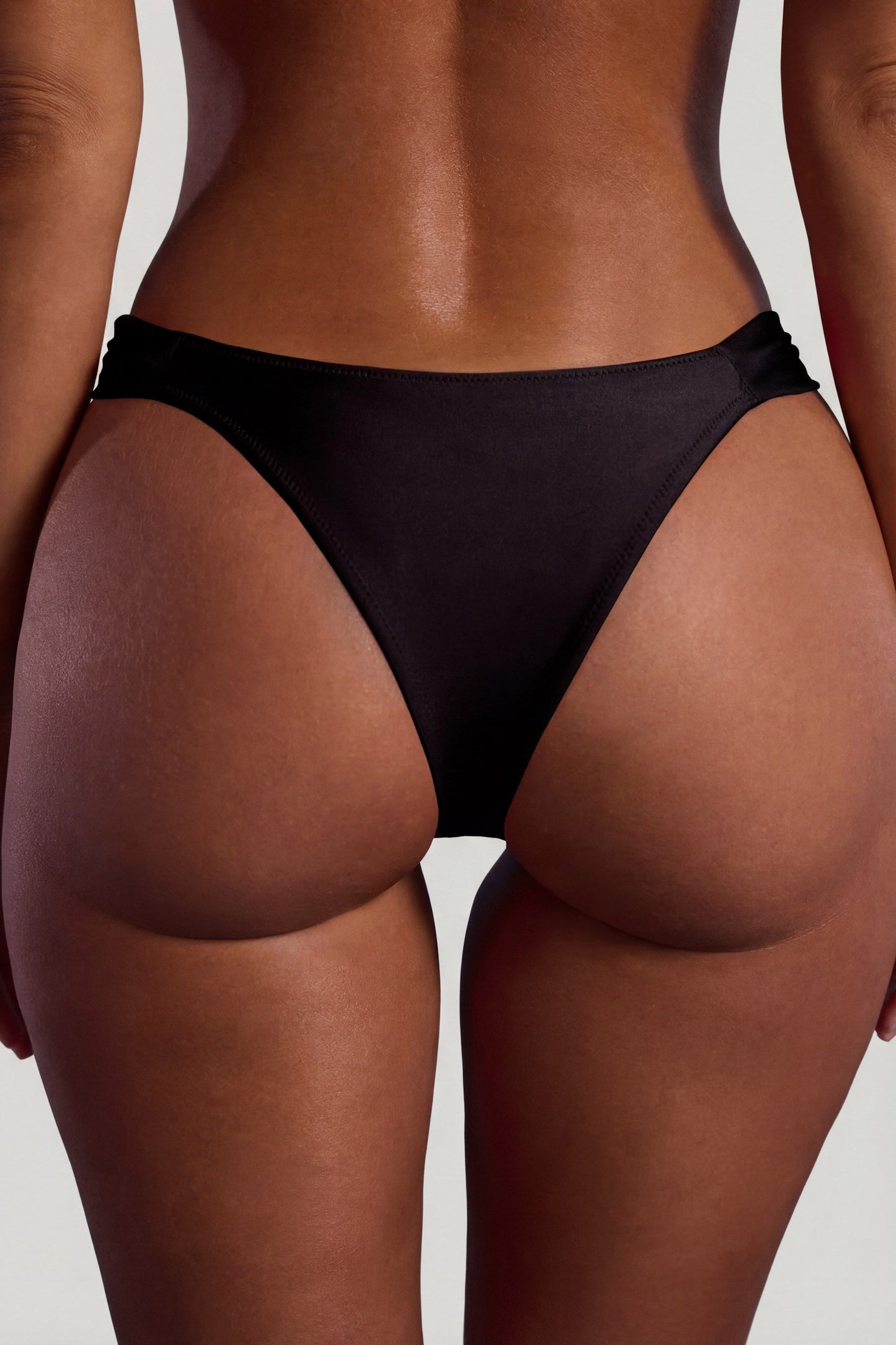 Bead-Embellished Wide-Strap Cheeky Bikini Bottoms in Black