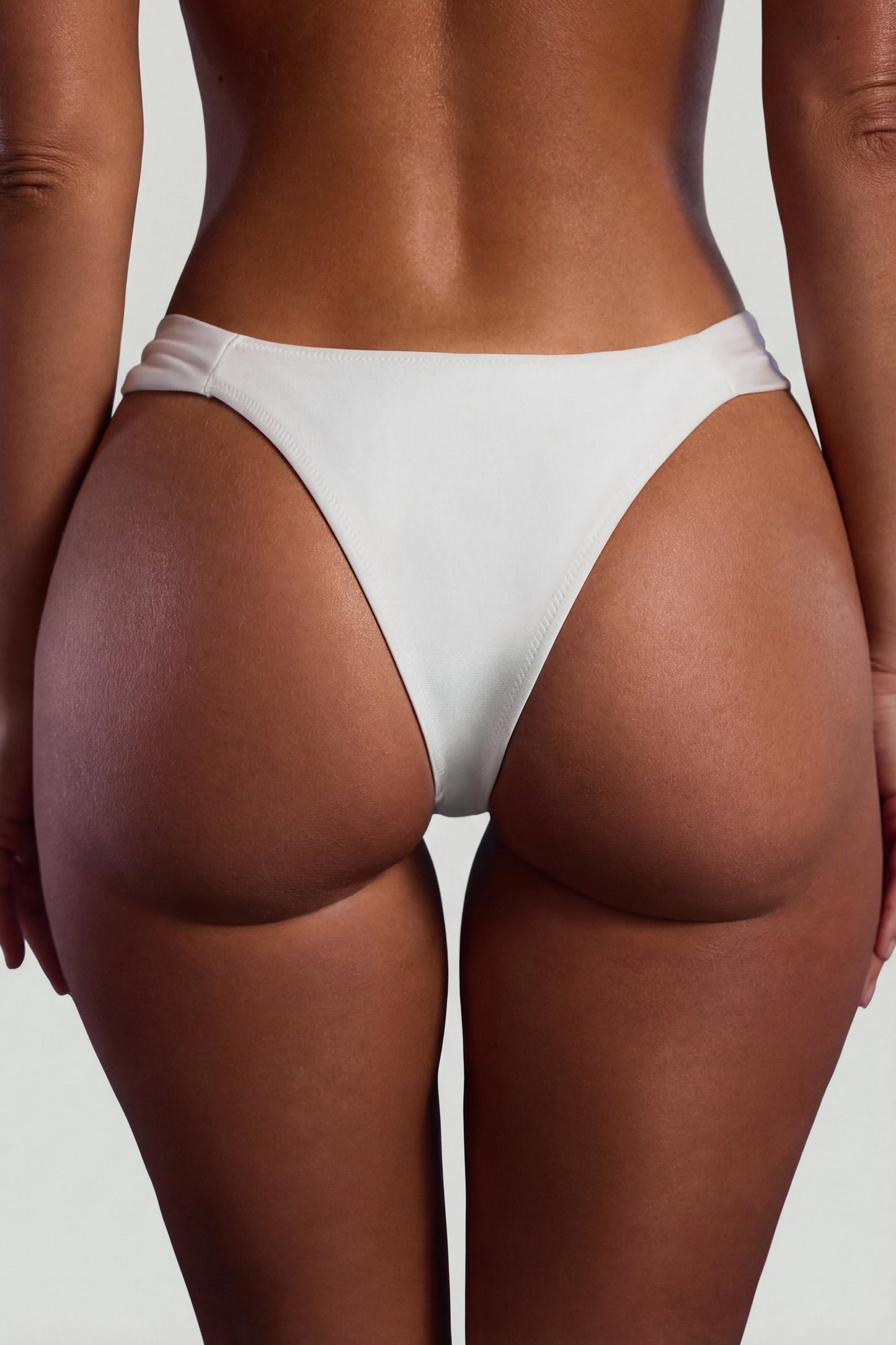 Bead-Embellished Wide-Strap Cheeky Bikini Bottoms in Ivory