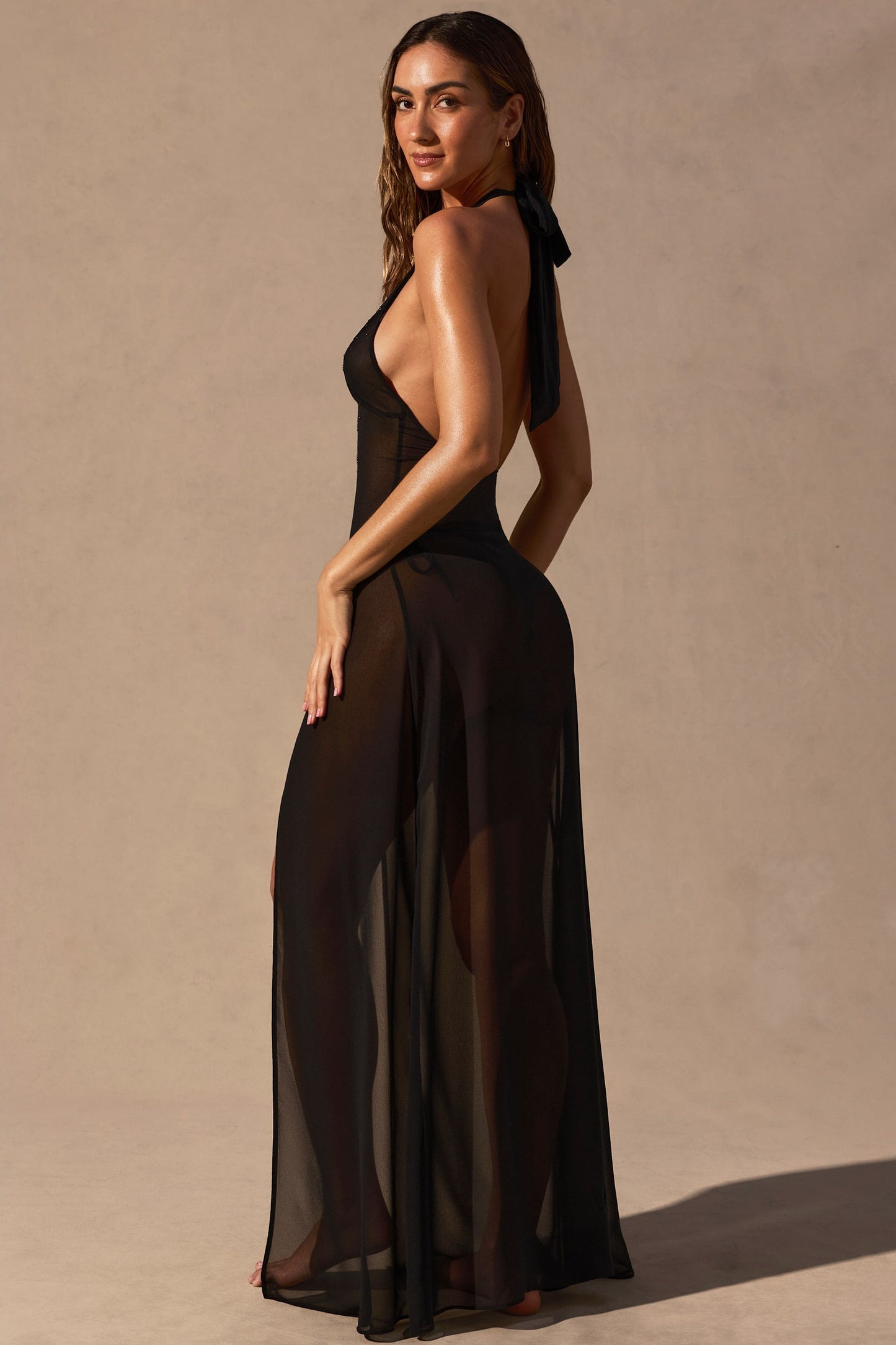 Halterneck Maxi Dress in Black
