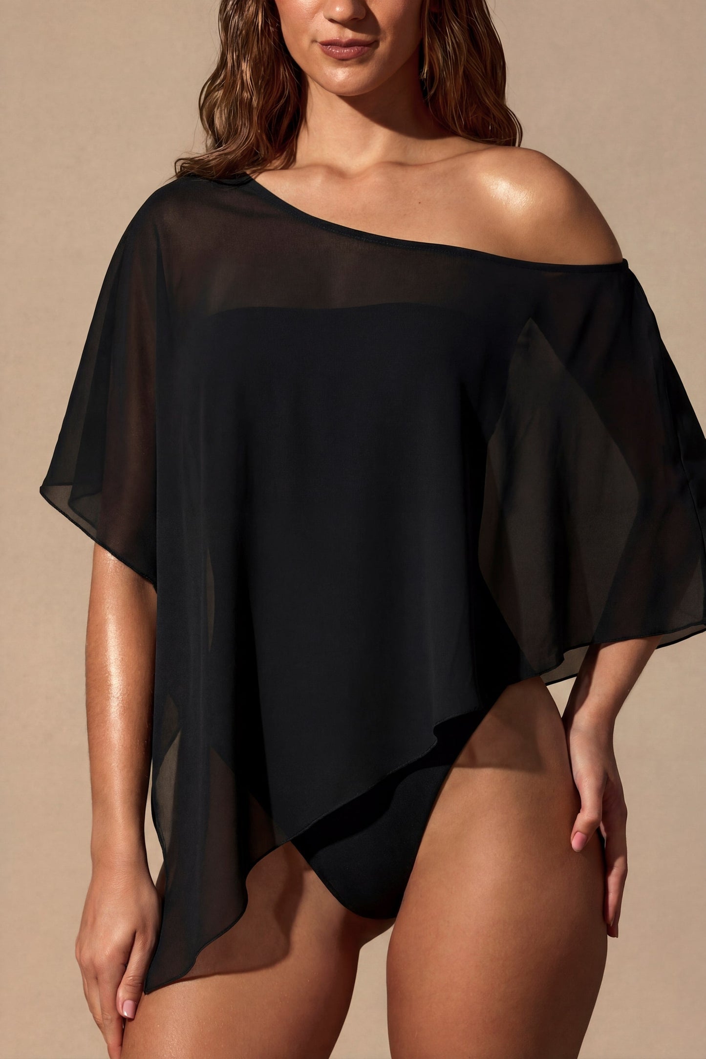 Sheer Poncho in Black