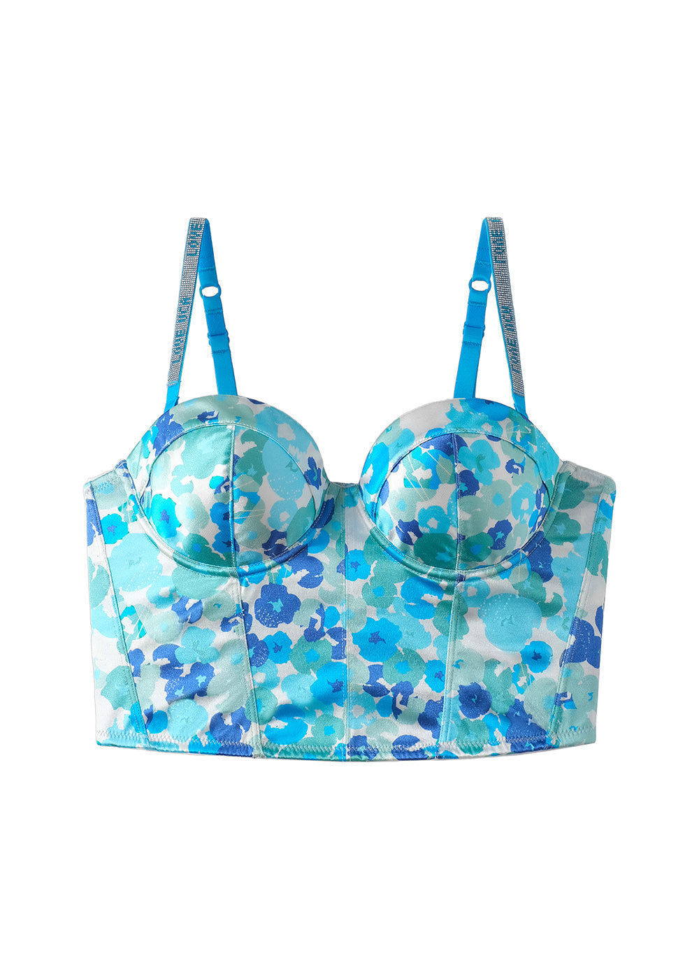 PANDORA Plus Sexy Printed Blue Balconette Corset Long Demi Bra