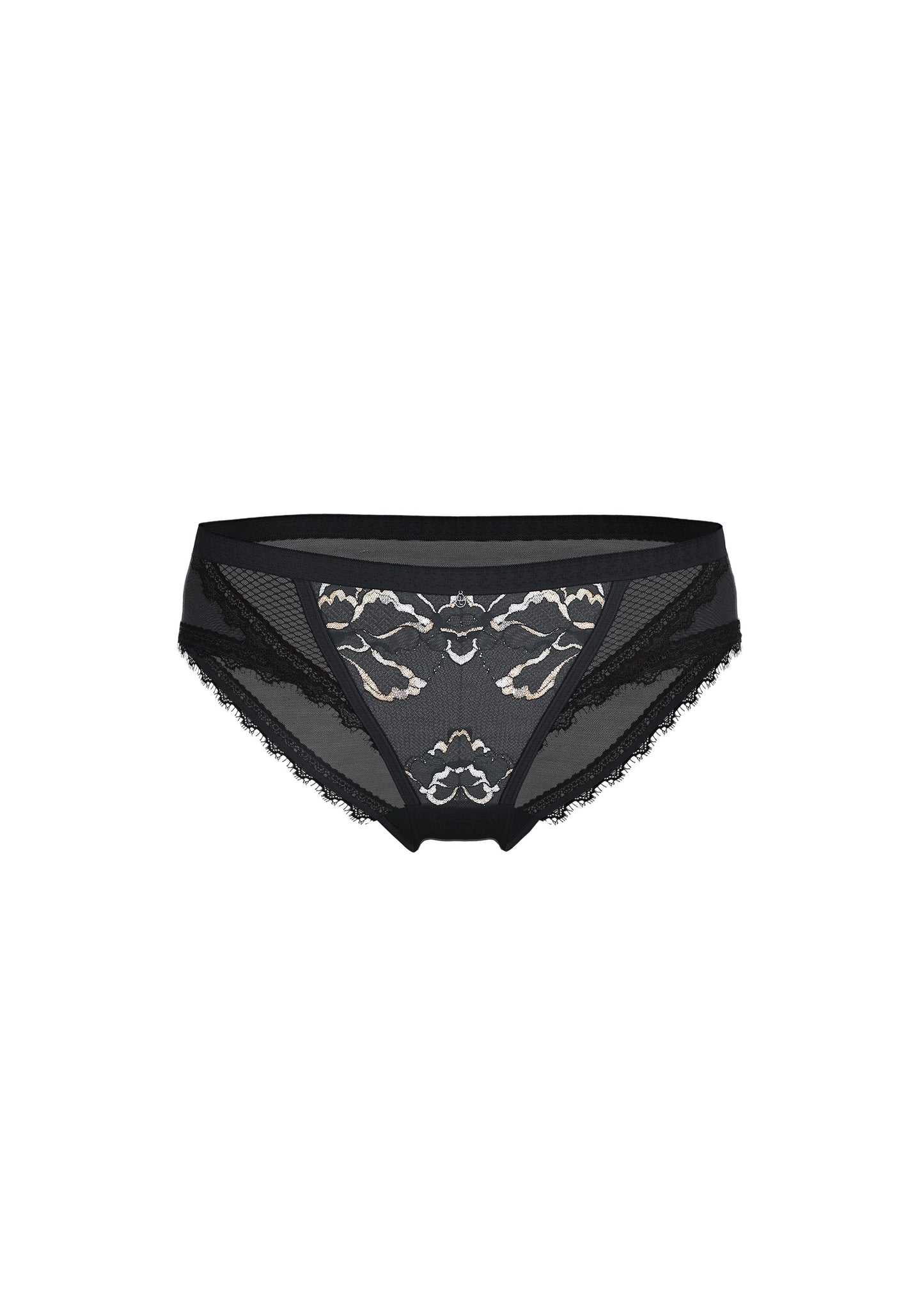 REMY Black Metallic Lace Brief Panties