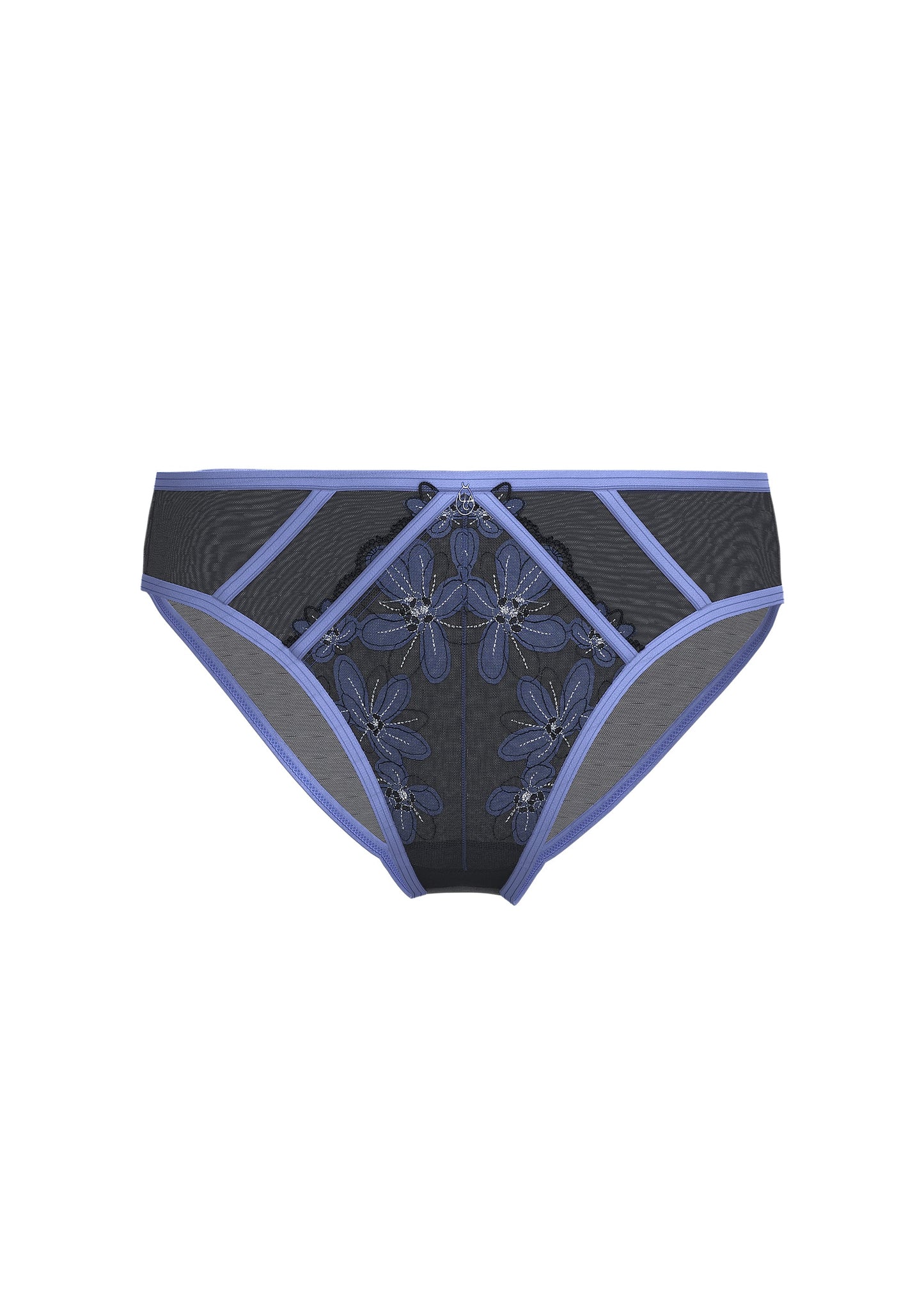 RILEY Sexy Navy Blue Floral Embroidery Lace Brief Panties