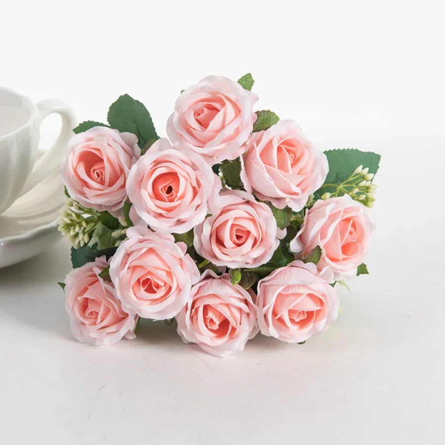 Silk White Rose Bouquet