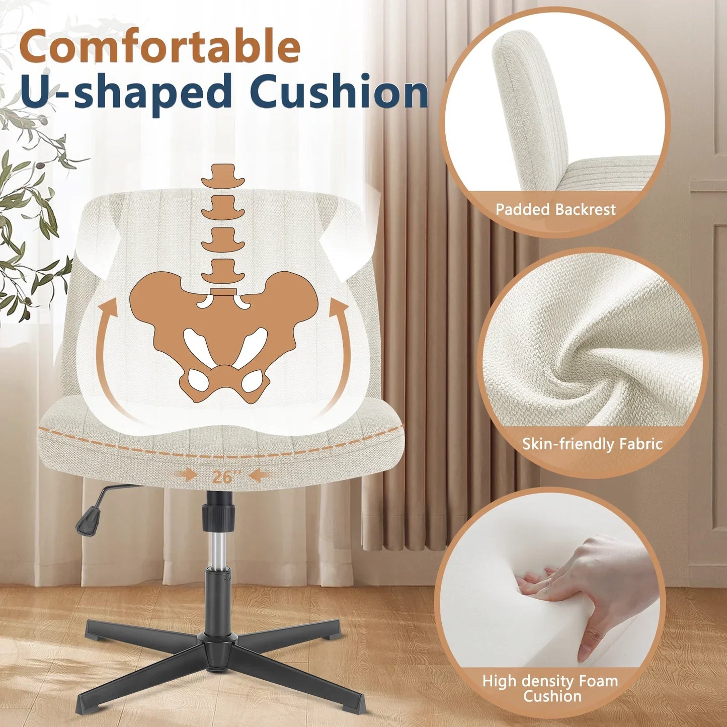 JHK Cross-Legged Rocking Office Chair