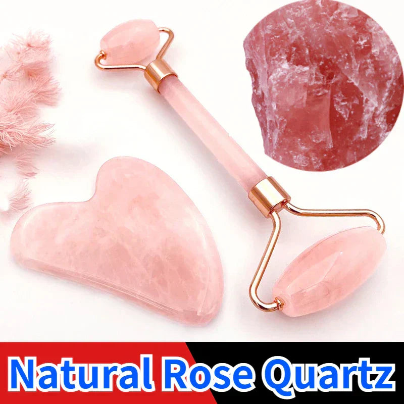 Rose Quartz Jade Roller Set