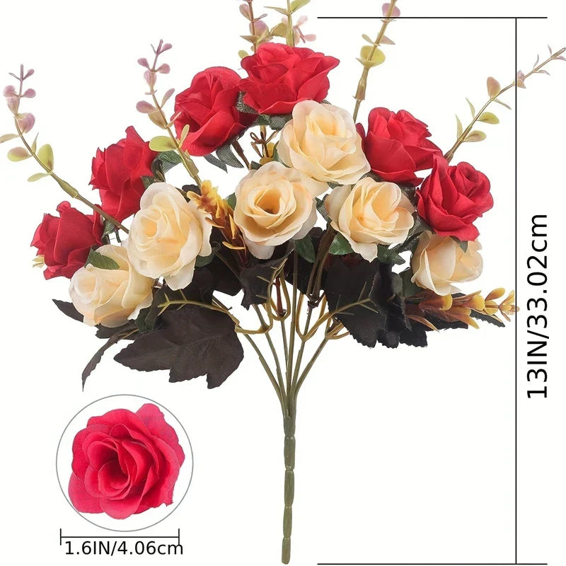 Artificial Rose Flowers 12 Heads
