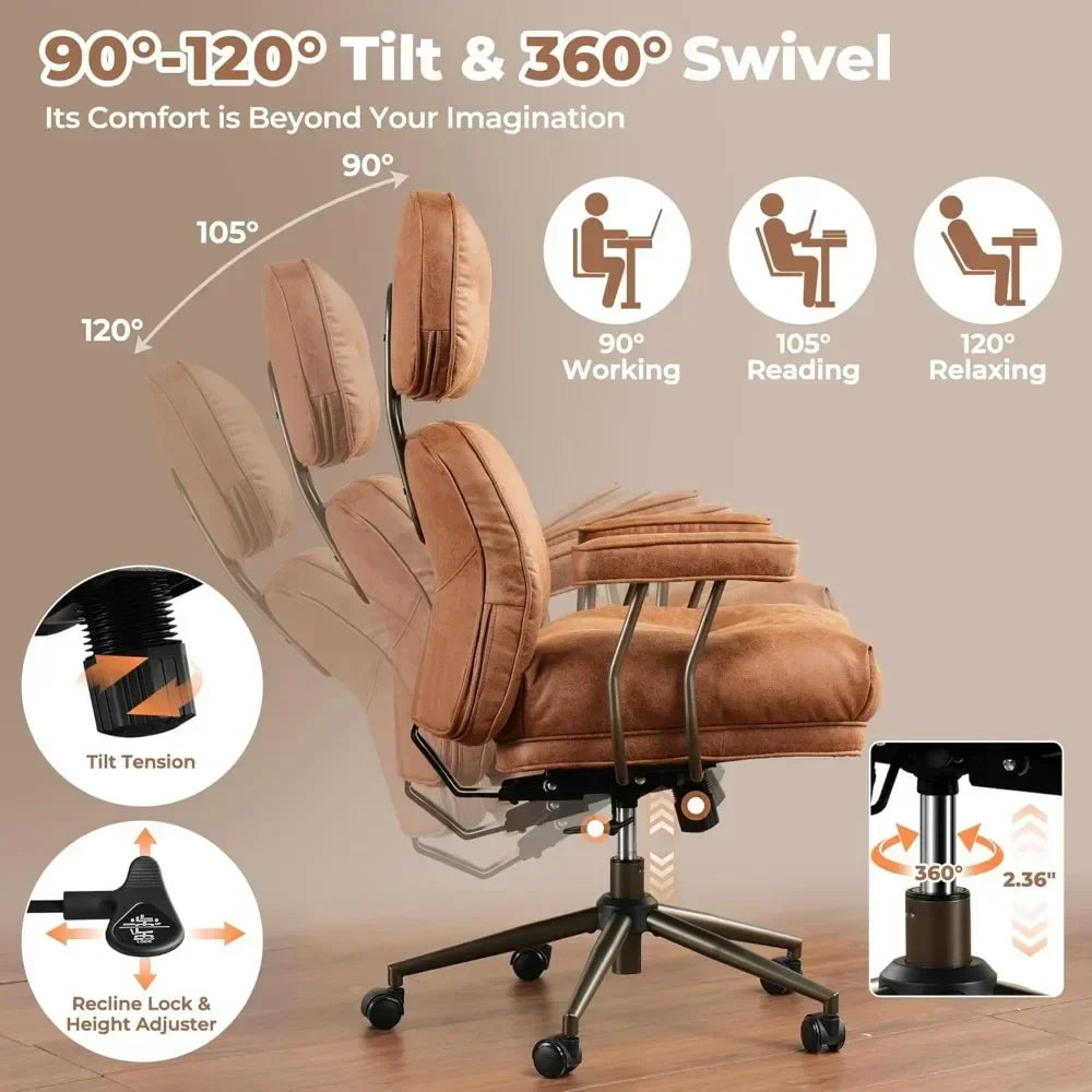 GUANGBAI Mid-Century Ergonomic Leather Chair