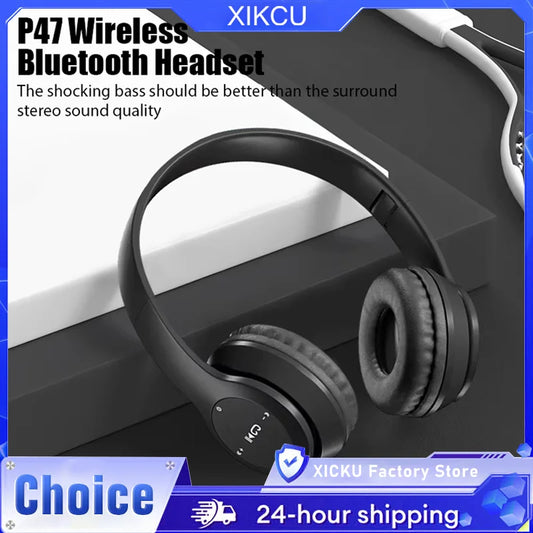 P47 Wireless Bluetooth Headphone With Microphone Foldable Headsets Bass HiFi Sound Music Stereo Earphone For Smartphones TV Game
