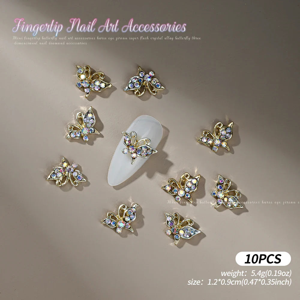 Gold/Silver Butterfly Nail Charms