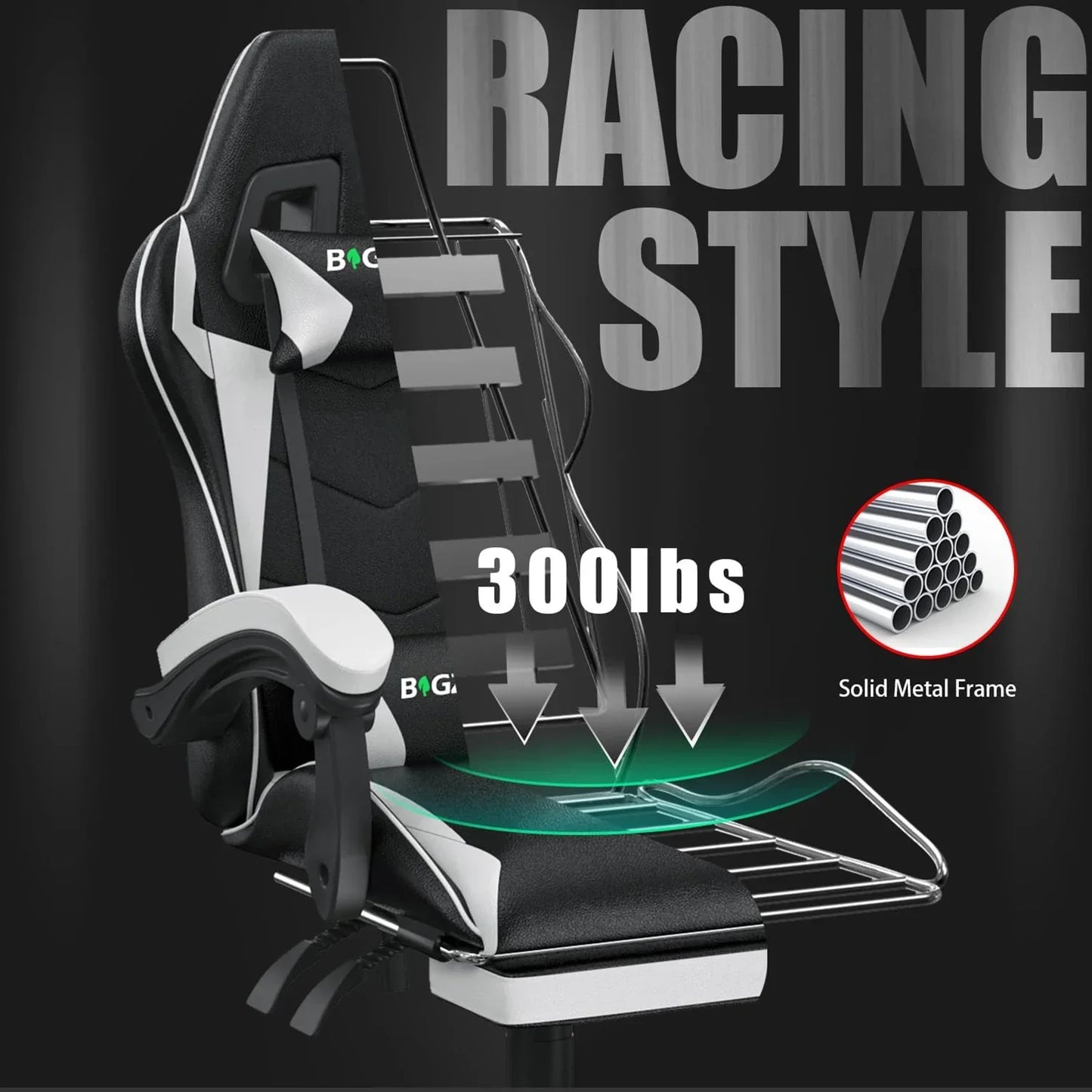 bigzzia Ergonomic Gaming Chair with Footrest