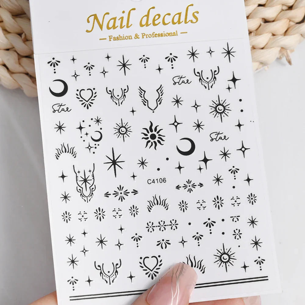 3D Metal Flame Nail Stickers